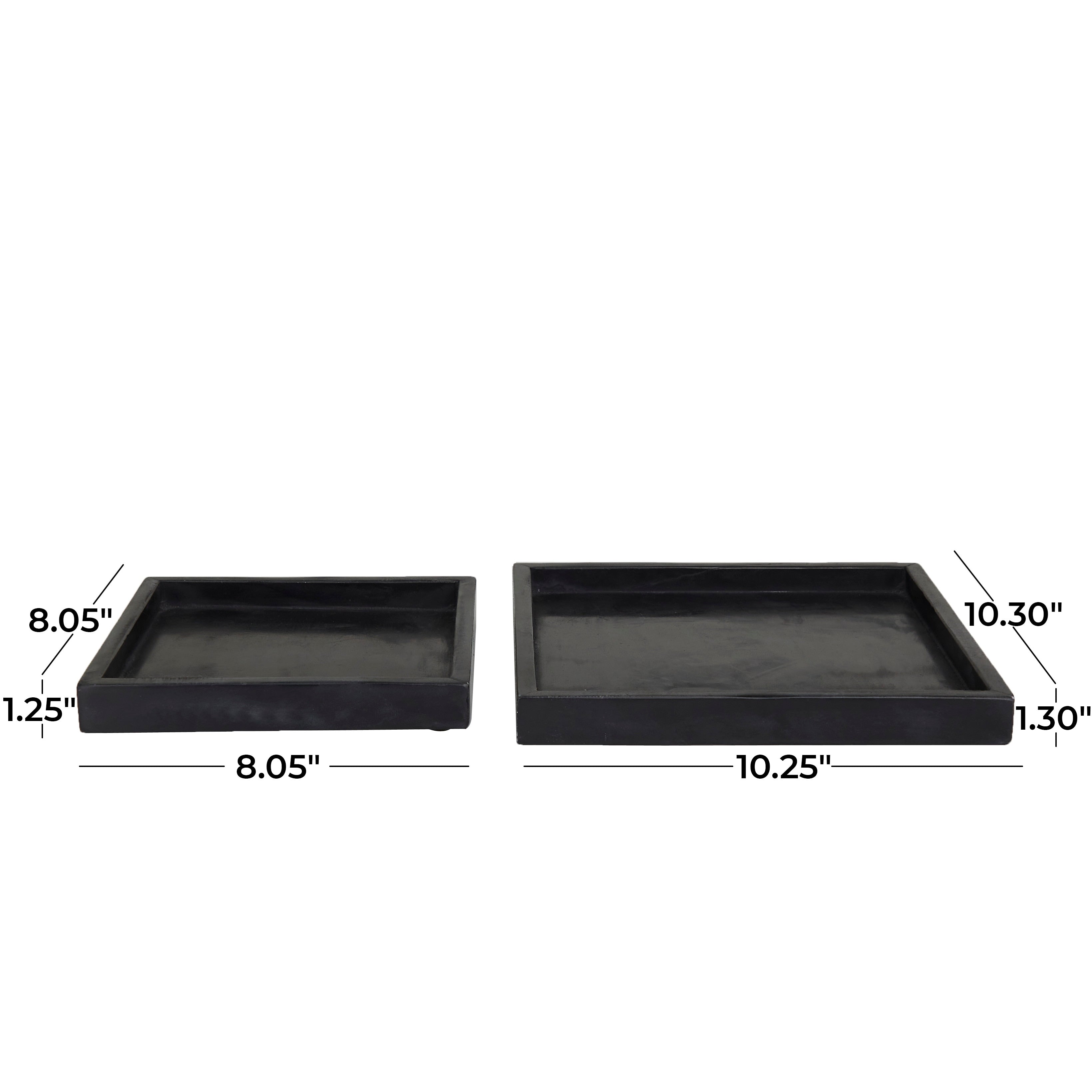 CosmoLiving by Cosmopolitan Marble Tray with Raised Border (Set of 2) - White, Black, Green