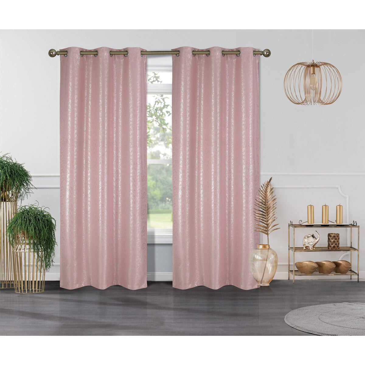 J&V Textiles Cassie Metallic Textured Blackout Grommet Top Curtains - 38X84 -76X84