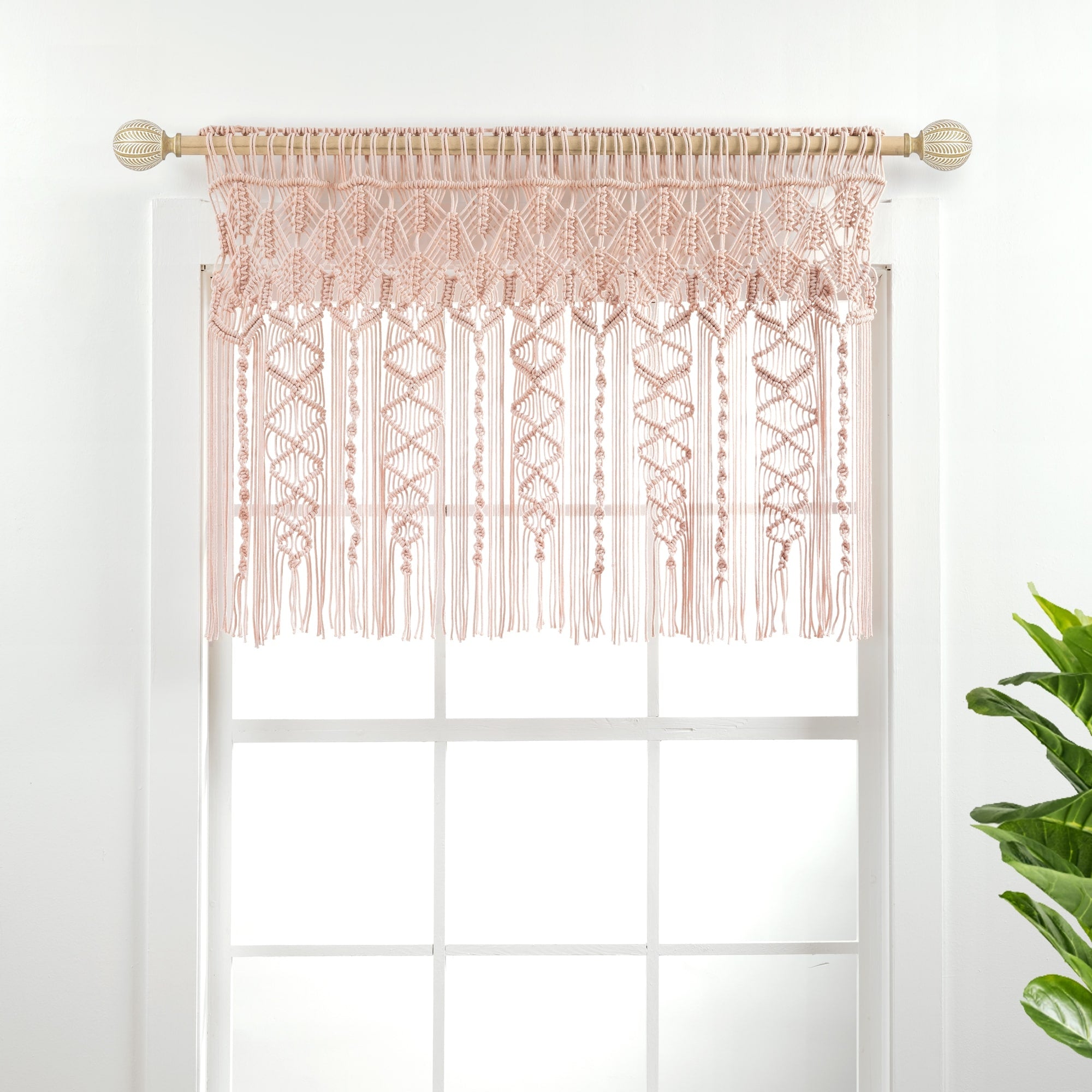 Lush Decor Boho Macrame Textured Cotton Valance/Kitchen Curtain/Wall Decor