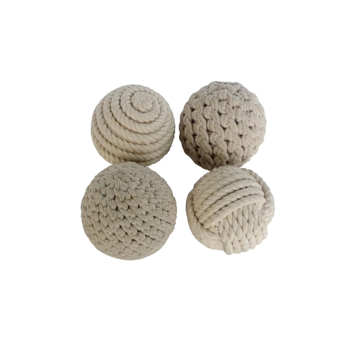 Jute Rope and Cotton Fabric Handmade Decorative Ball Orbs & Vase Filler - Set of 4 Brown or Blue - Roche River Decor