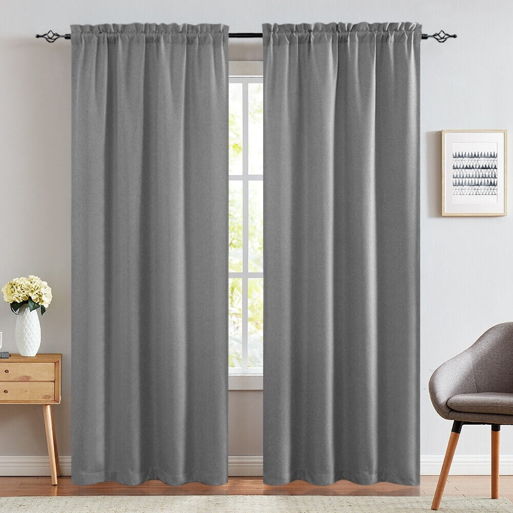 2 Pcs 2.5 Inch Rod Pocket Insulated Blackout Curtains 40x84