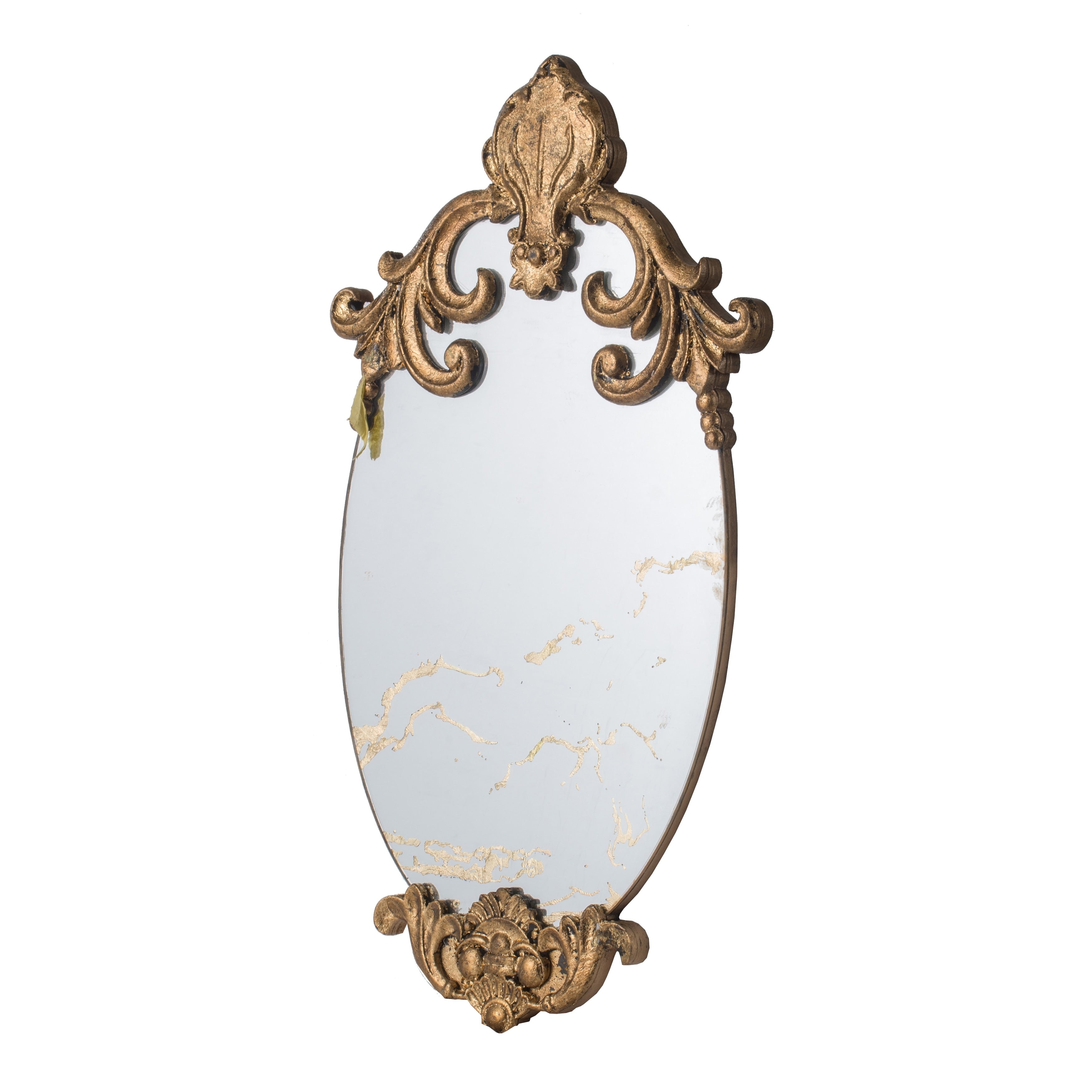 Large 26-inch Antique Polished Gold Regal Wall Mirror