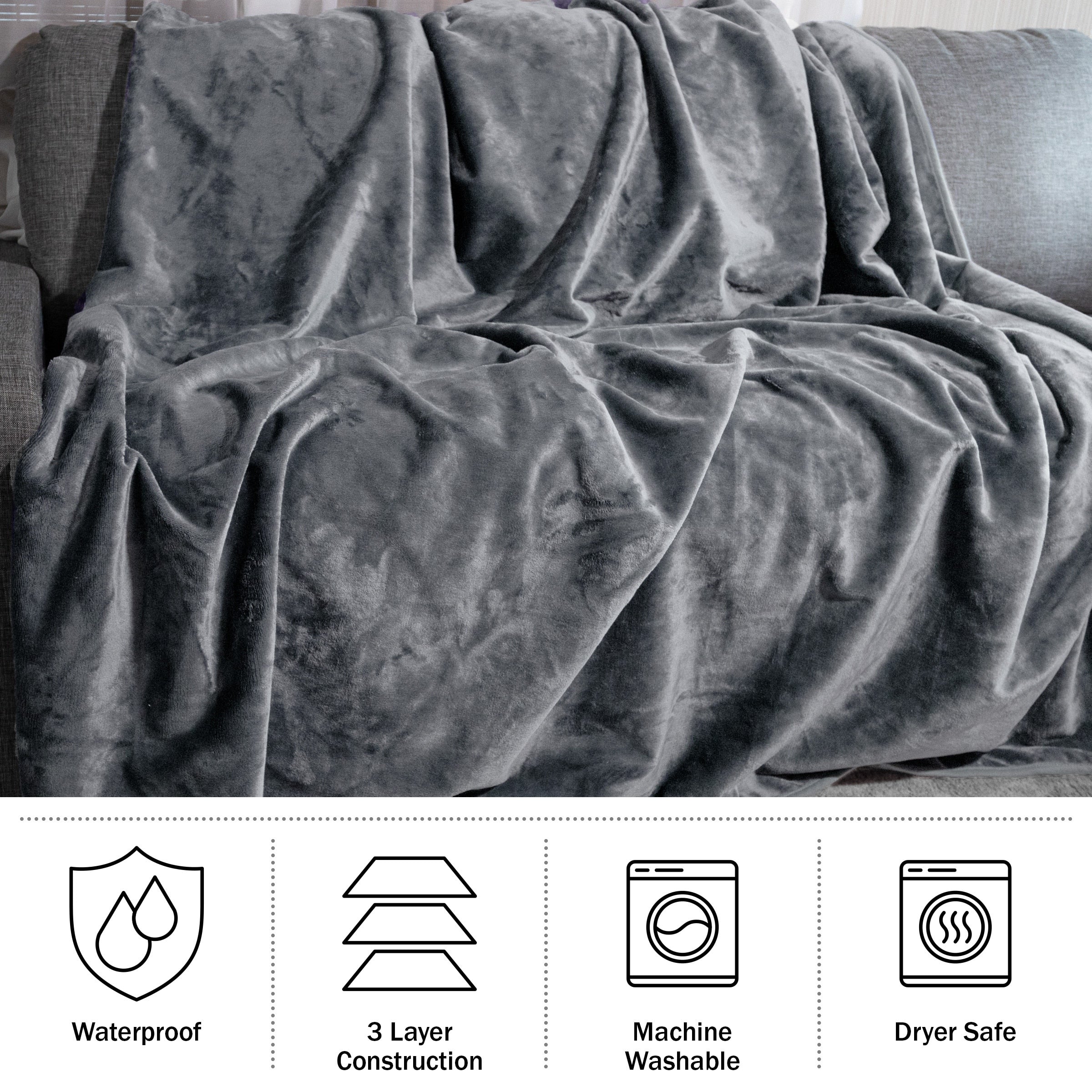 Waterproof Blanket - 80x80 King-Size Blanket by Lavish Home