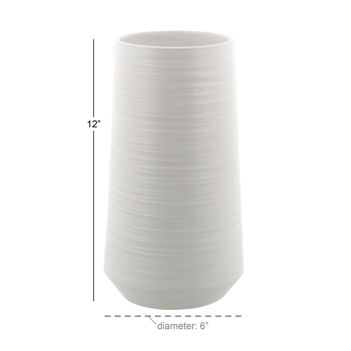 Porcelain Ceramic Ribbed Decorative Vase - White - CosmoLiving by Cosmopolitan