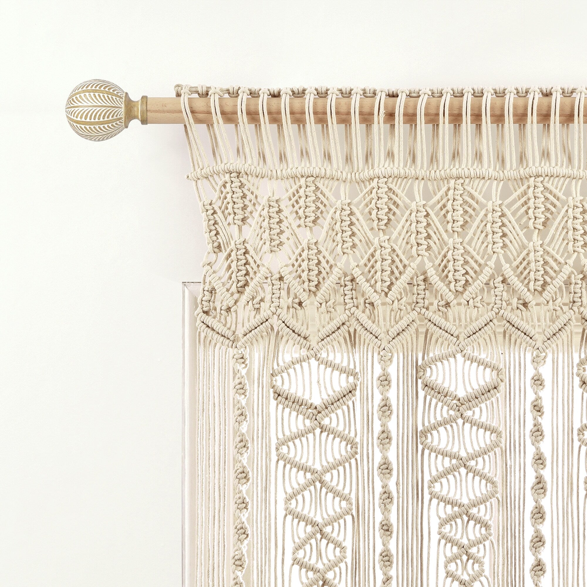 Lush Decor Boho Macrame Textured Cotton Valance/Kitchen Curtain/Wall Decor