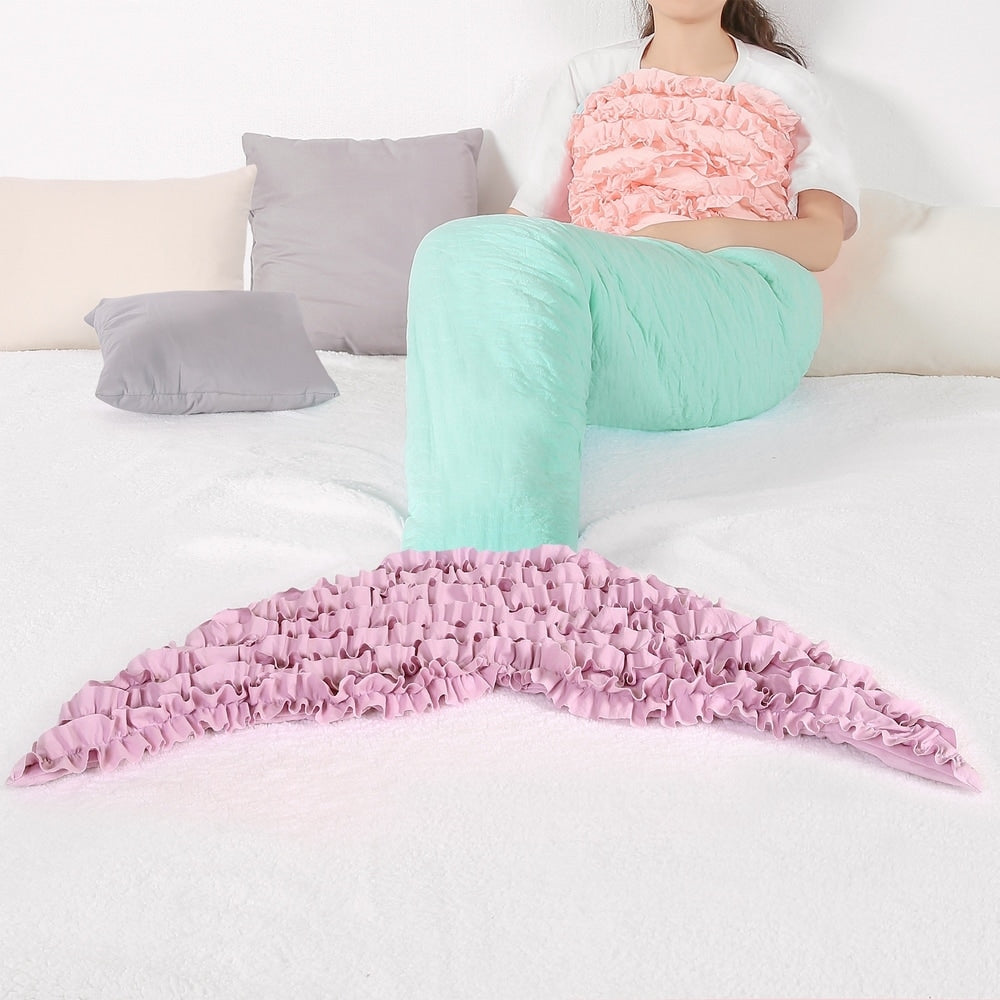 Lush Decor Mermaid Ruffle Mermaid Shape Sherpa Throw