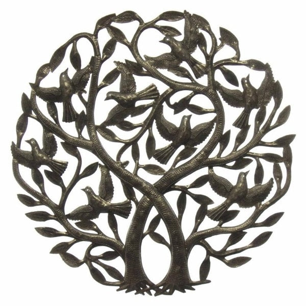 Handmade 'Double Tree of Life' Metal Wall Art