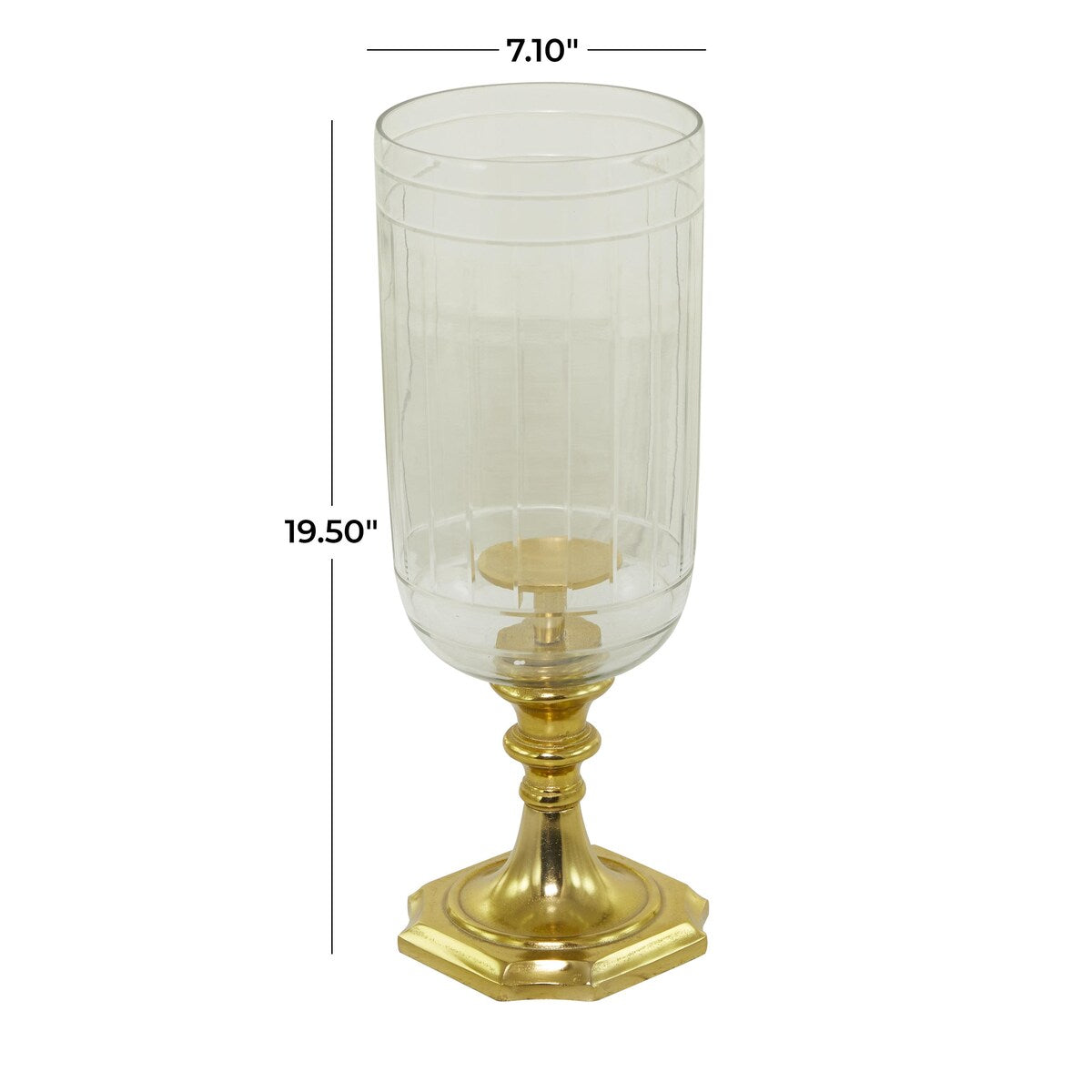 Aluminum Metal Single Candle Hurricane Lamp - Gold - Roche River Decor