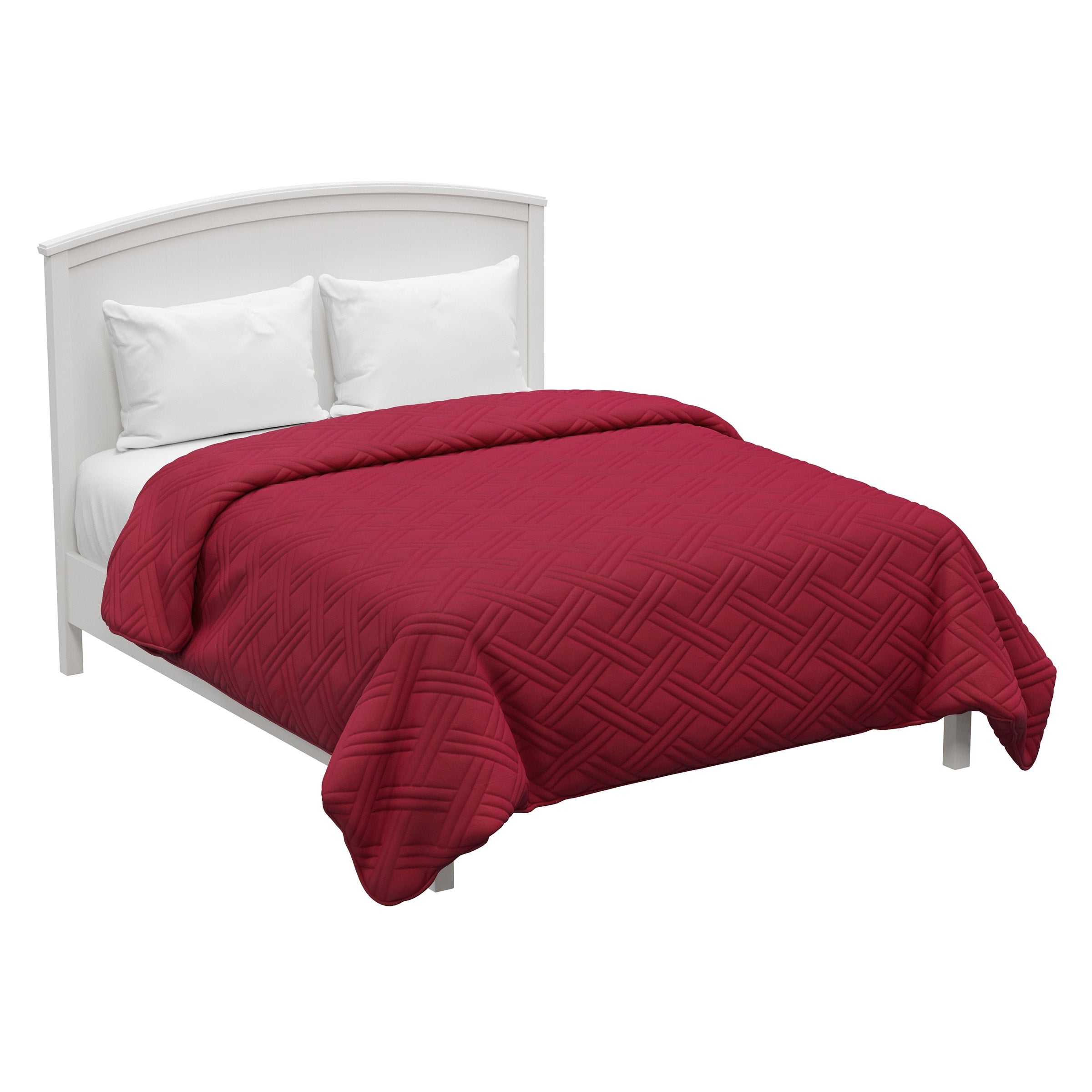 Quilt Coverlet - All-Season Washable Bedspread - Basket-Weave Polyester Bedding with Quilted Pattern by Windsor Home