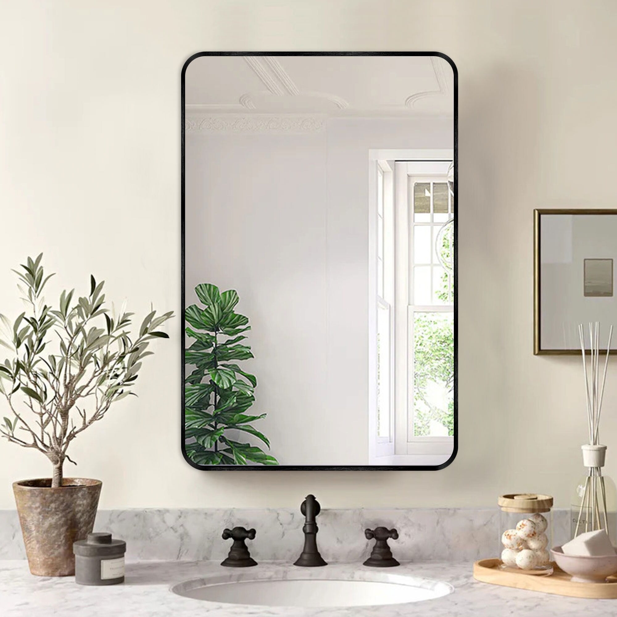 Wall Mount Bathroom Rectangle Vanity Mirror (Horizontal/Vertical)