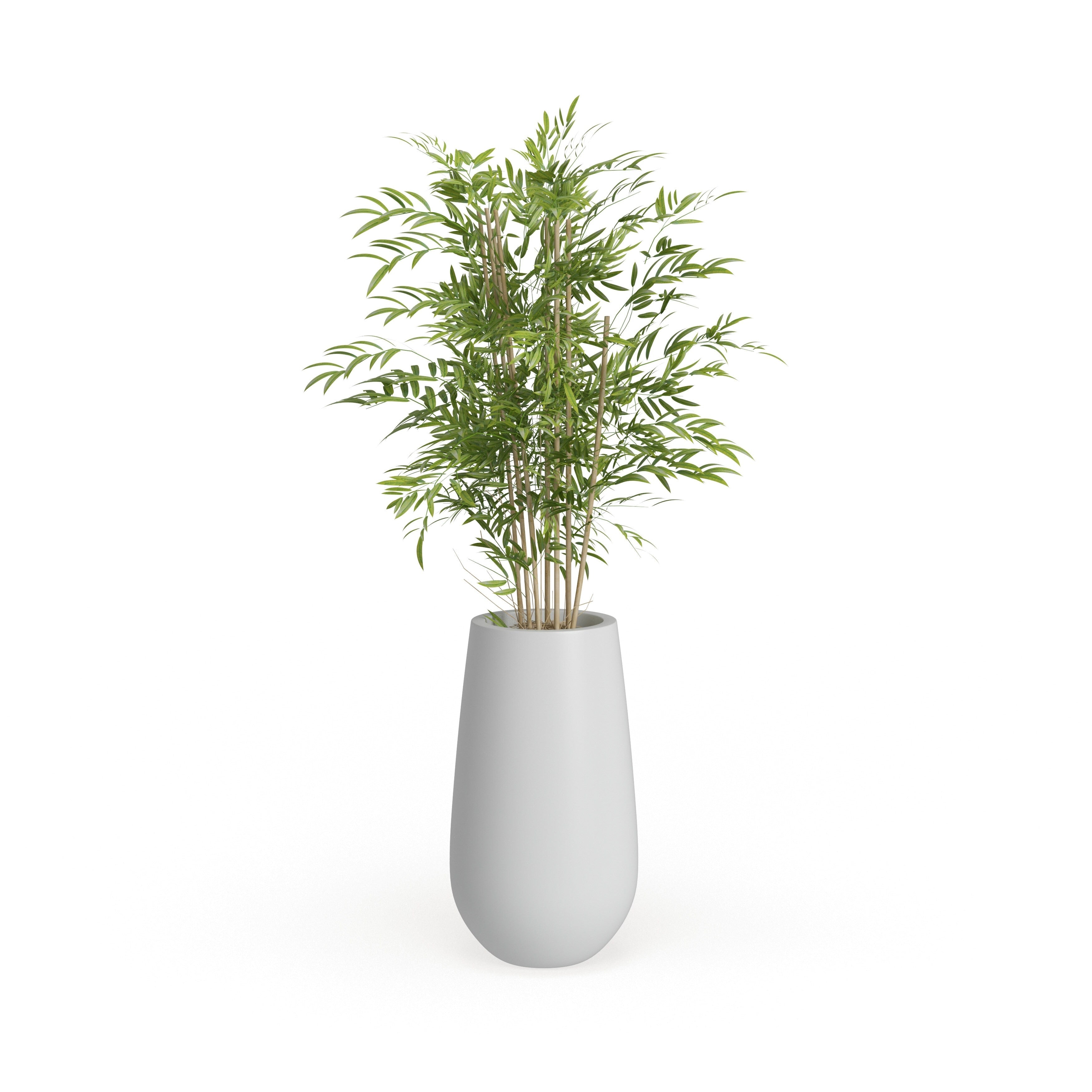 Green Faux Foliage Bamboo Artificial Tree with Realistic Leaves and White Fiberglass Pot