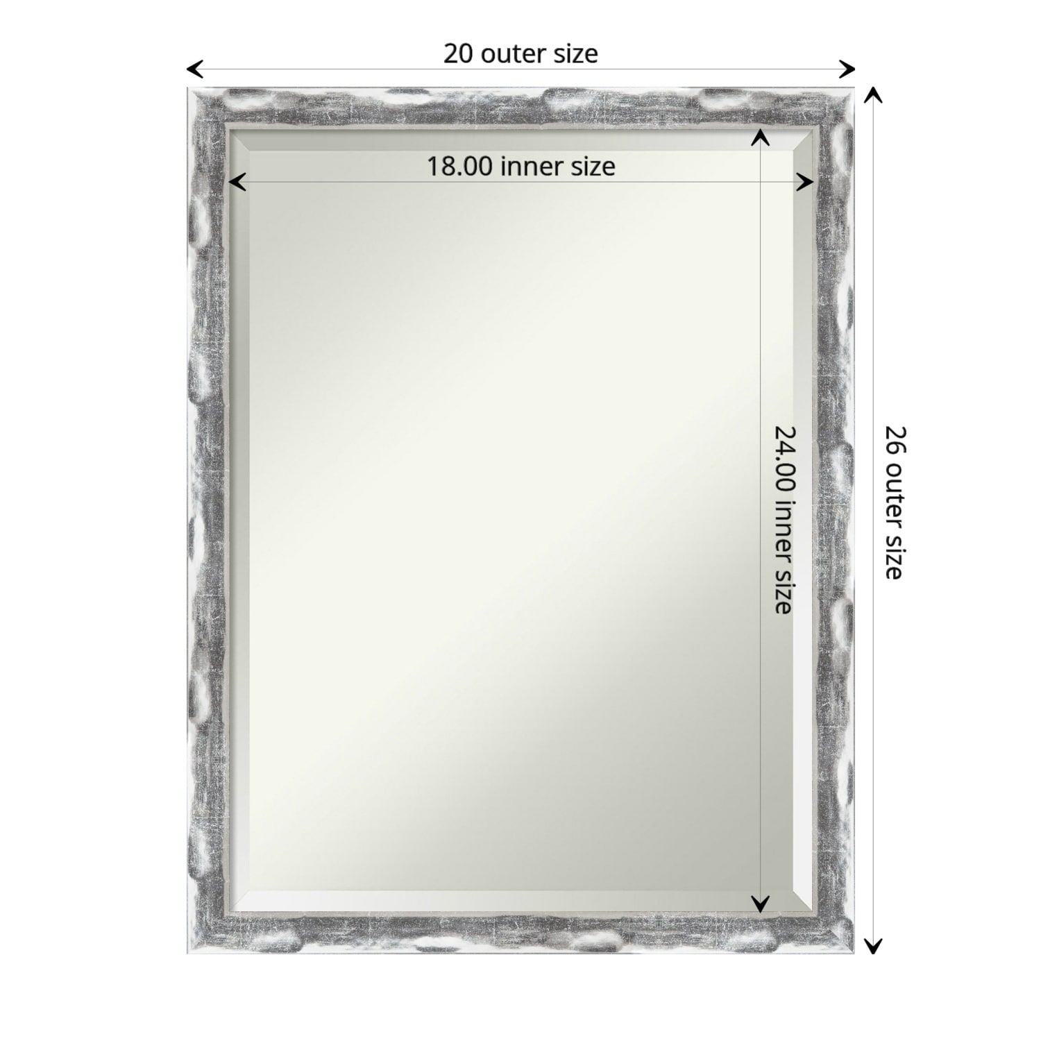 Beveled Bathroom Wall Mirror - Scratched Wave Chrome Frame - Scratched Wave Chrome