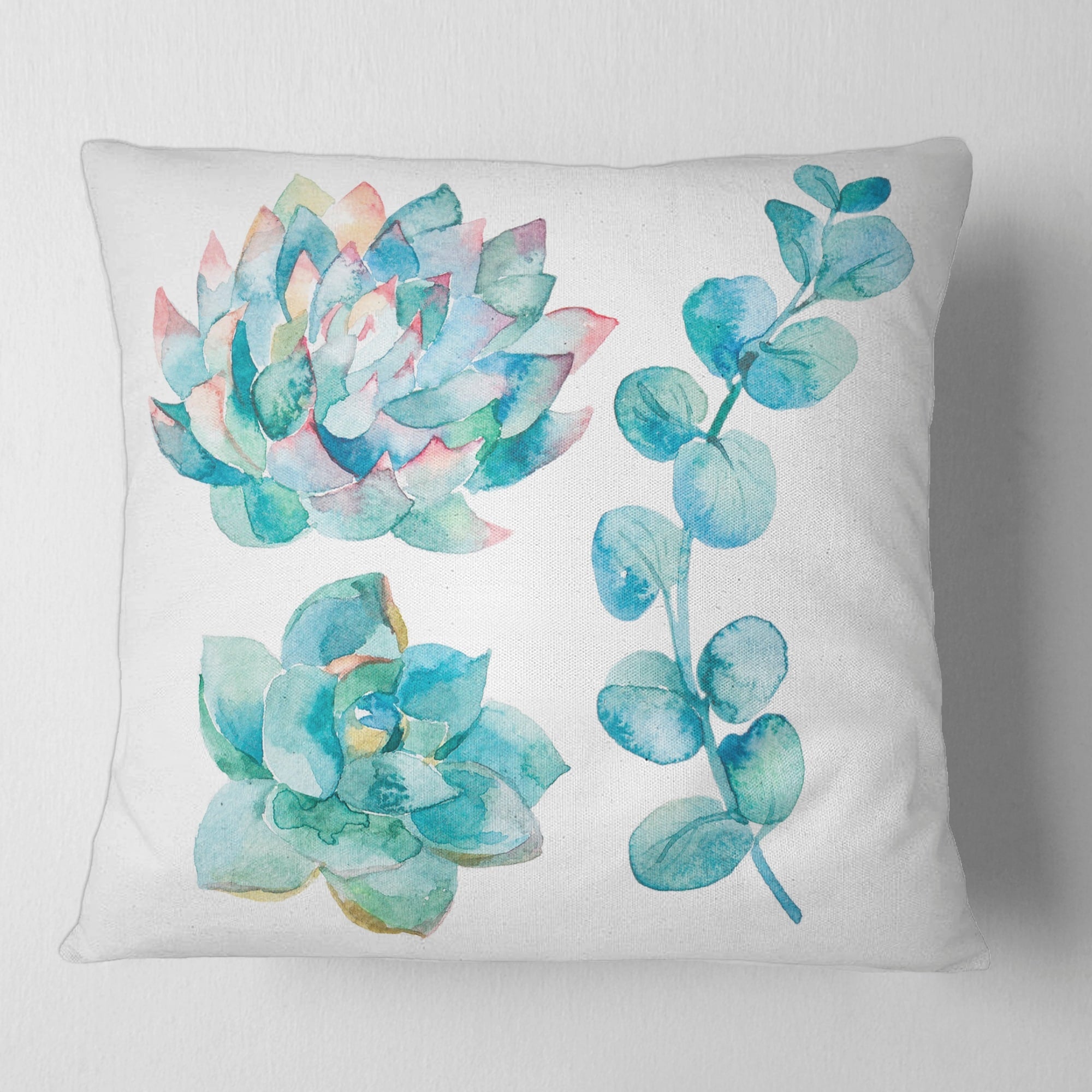 Designart 'Eucalyptus Leaves and Succulents' Traditional Printed Throw Pillow