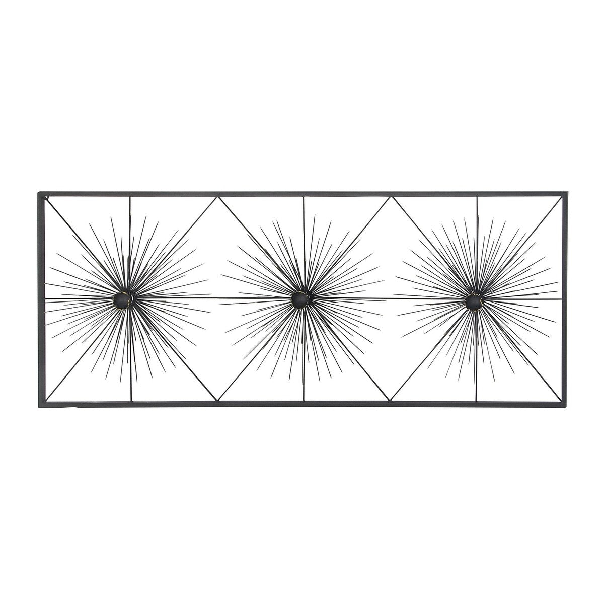 Metal Starburst Sea Urchin Home Wall Decor with Black Frame - Black - Roche River Decor