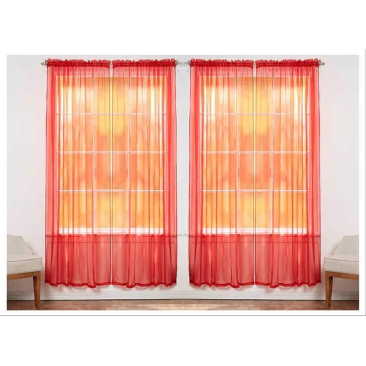 J&V Textiles 4 Pack Value Solid Sheer Window Curtain Panels - 55X84