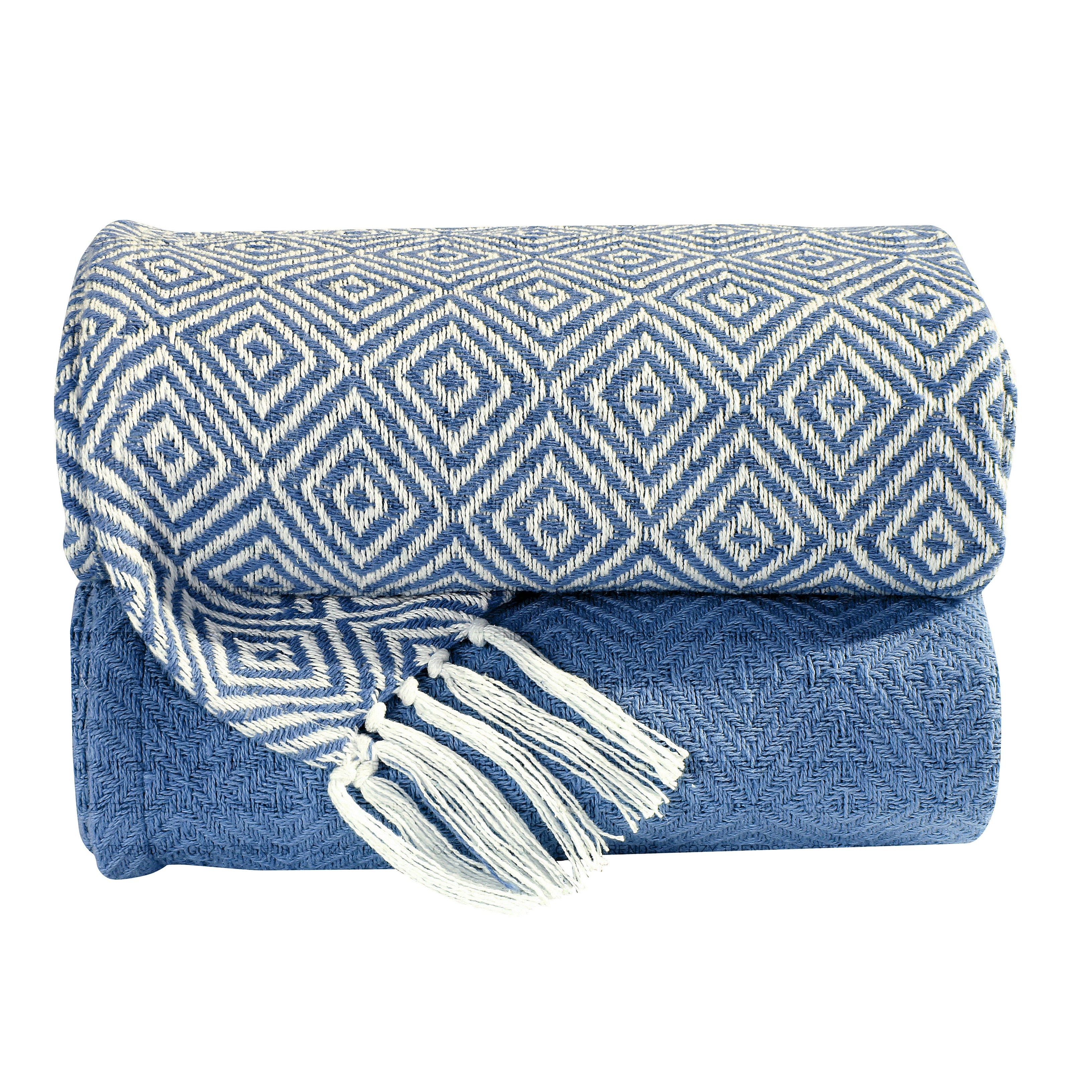 Luxurious 100-percent Cotton All Season Soft Throw Blanket (Set of 2)