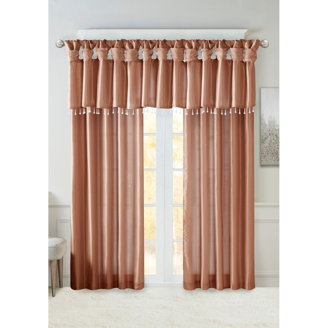 Madison Park Emilia Twisted Tab Room Darkening Window Valance Spice - 50 x 26