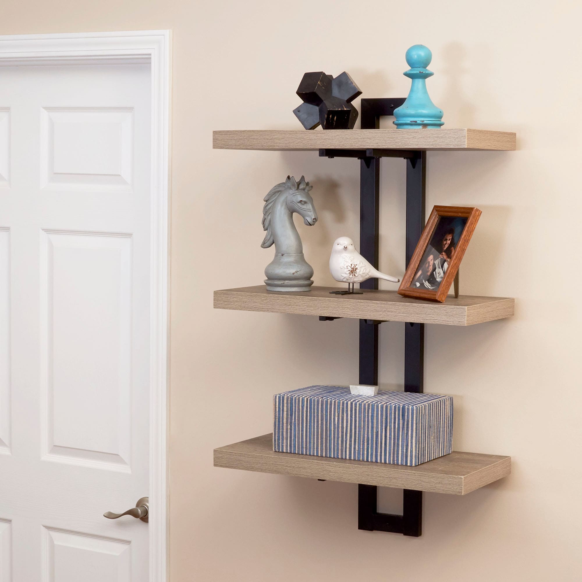 Household Essentials 3 Tier Wall Shelf with Single-Hole Mount