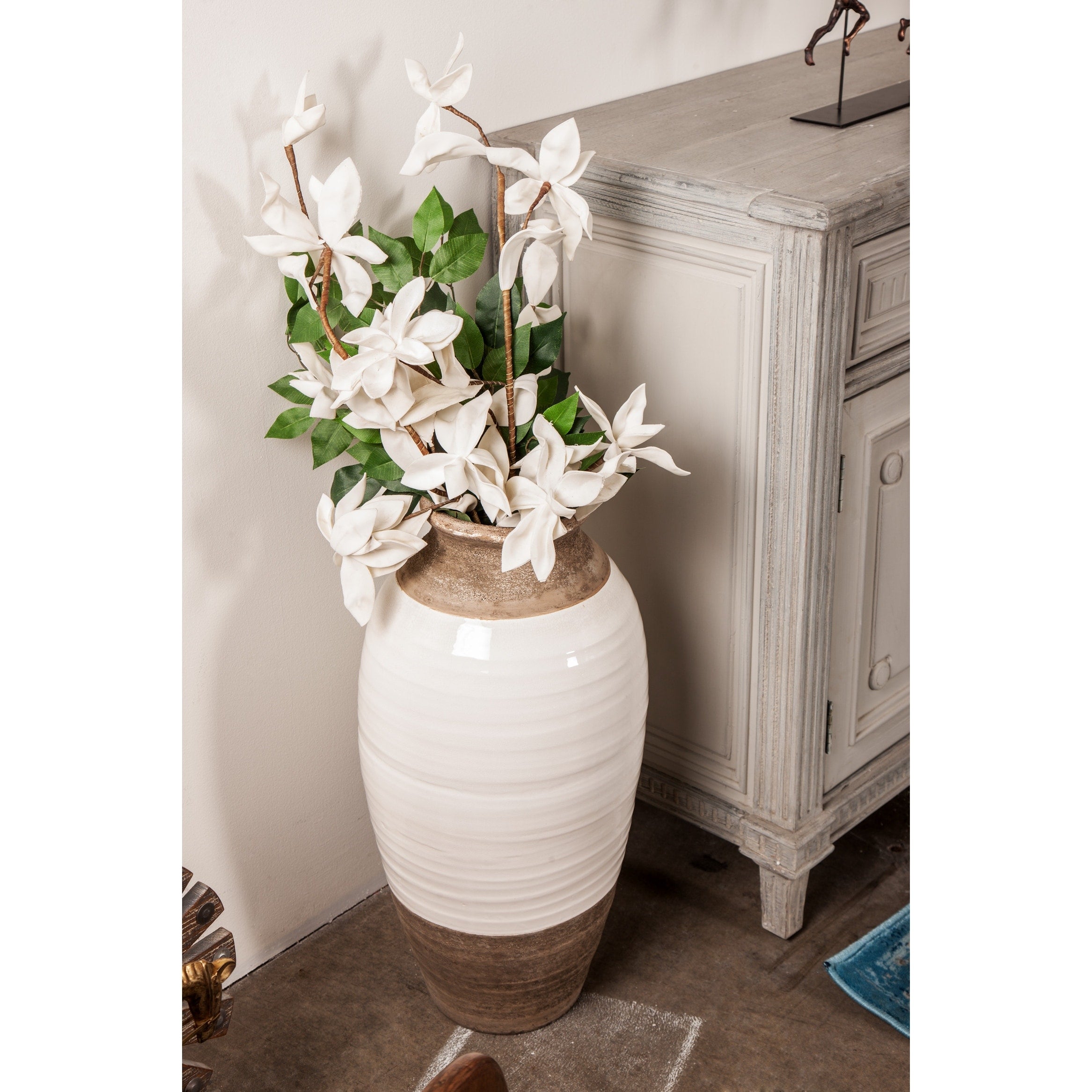 Gray Ceramic Vase with White Body