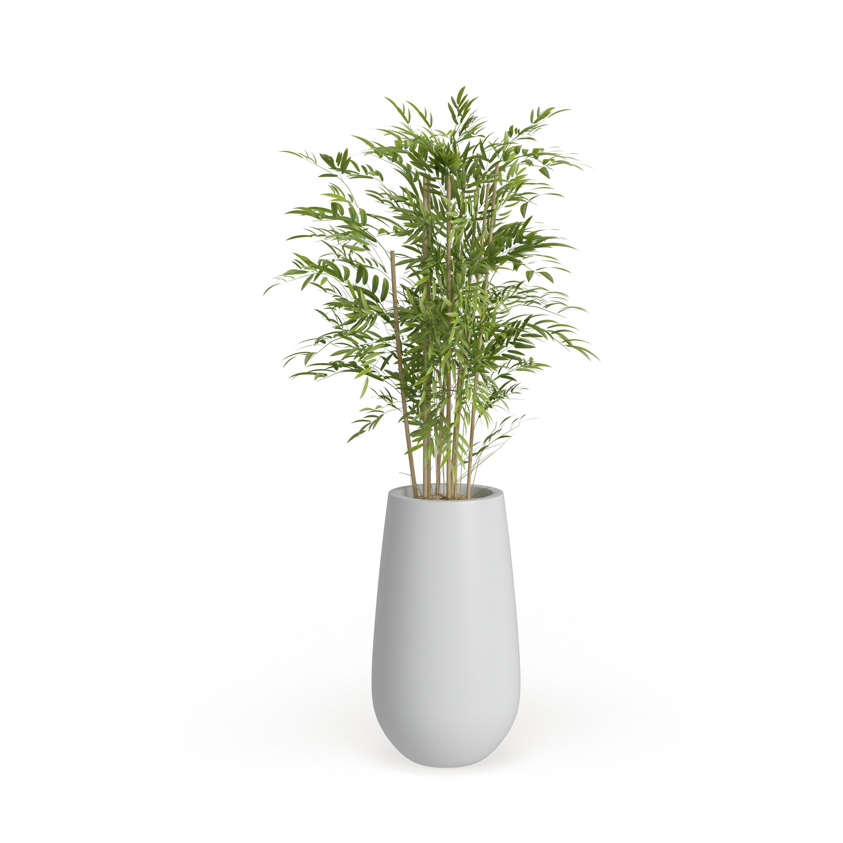 Green Faux Foliage Bamboo Artificial Tree with Realistic Leaves and White Fiberglass Pot