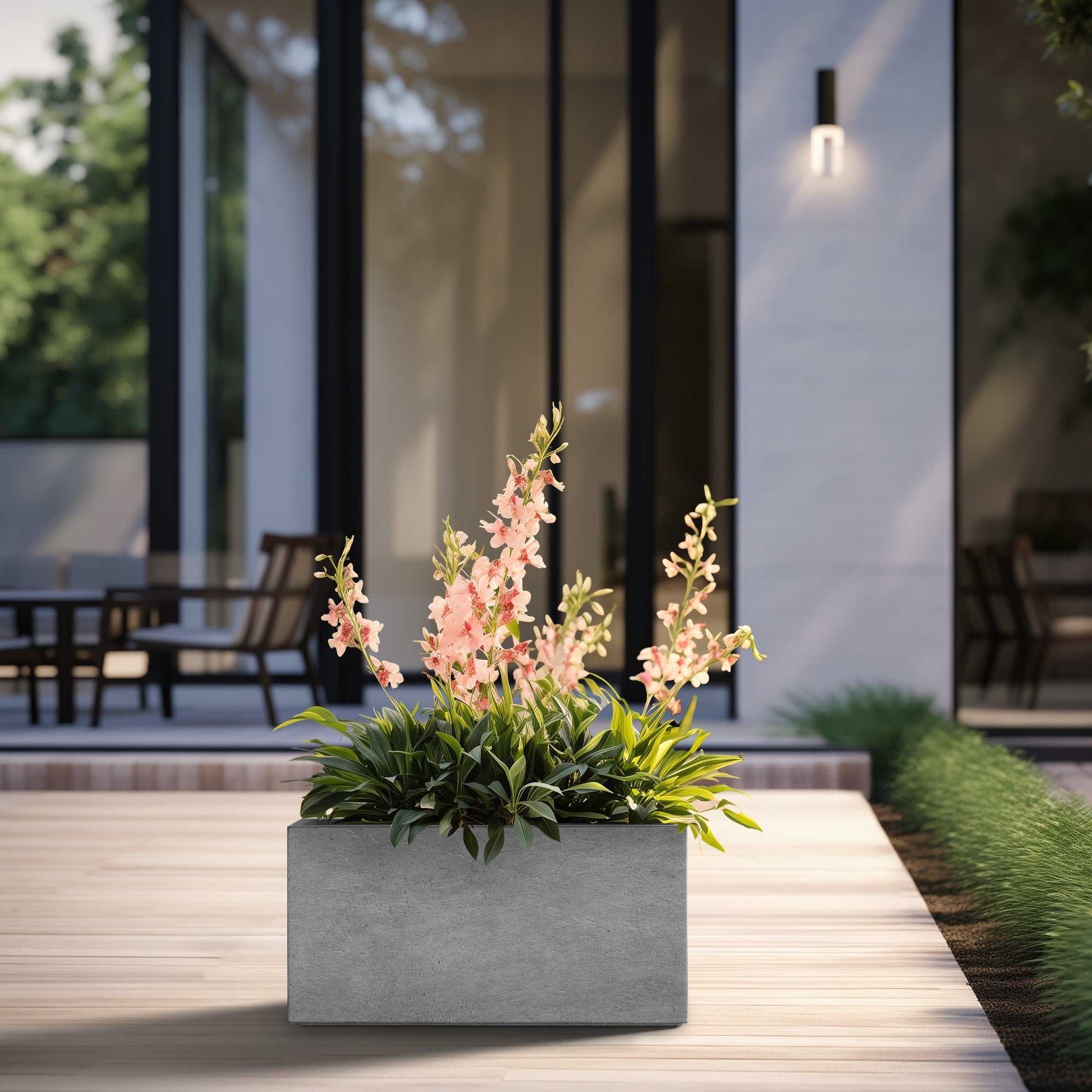 Tall Concrete Rectangle Plant Boxes / Large Indoor and Outdoor Flower Planters