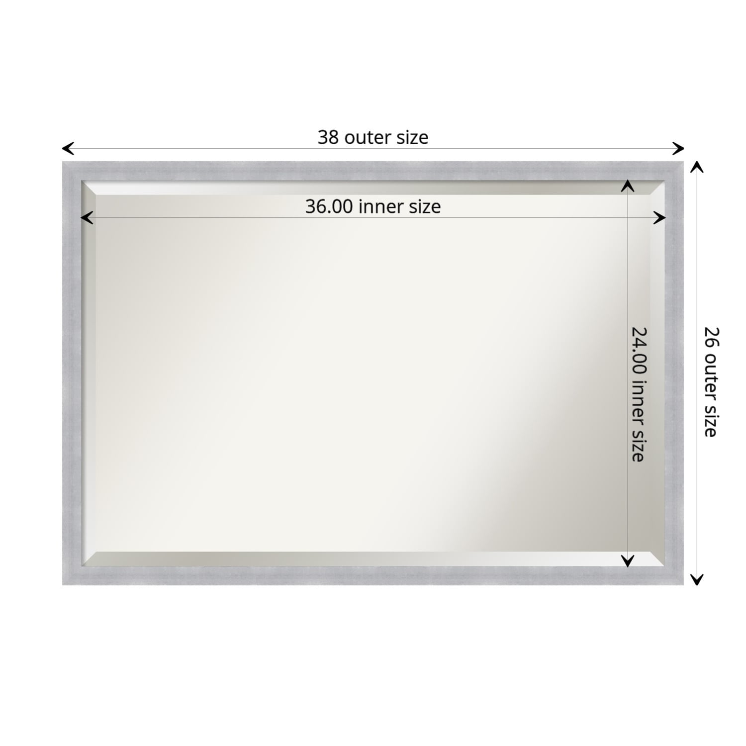 Beveled Bathroom Wall Mirror - Grace Brushed Narrow Frame