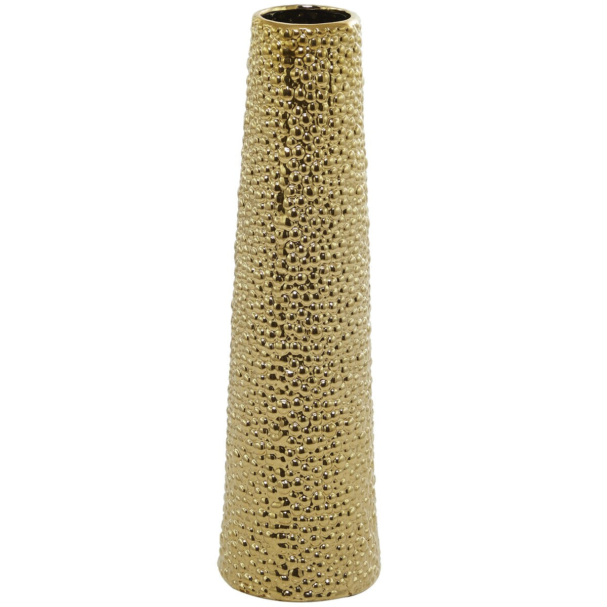 Ceramic Tall Cone Decorative Vase with Bubble Texture - Silver, White, Black, Gold - Roche River Decor