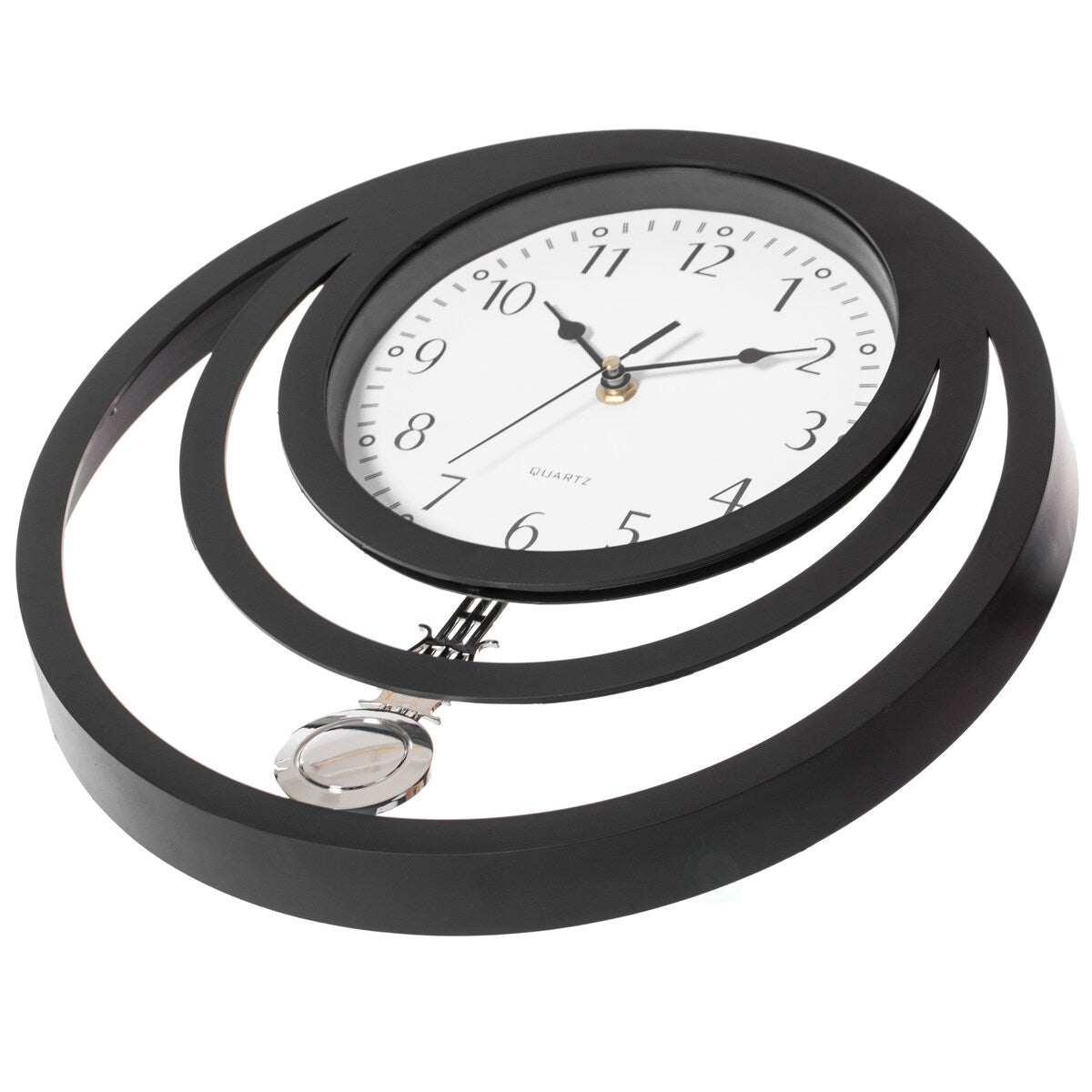 Decorative Modern Unique Round Plastic Wall Clock with Circles, for Living Room, Kitchen, or Dining Room