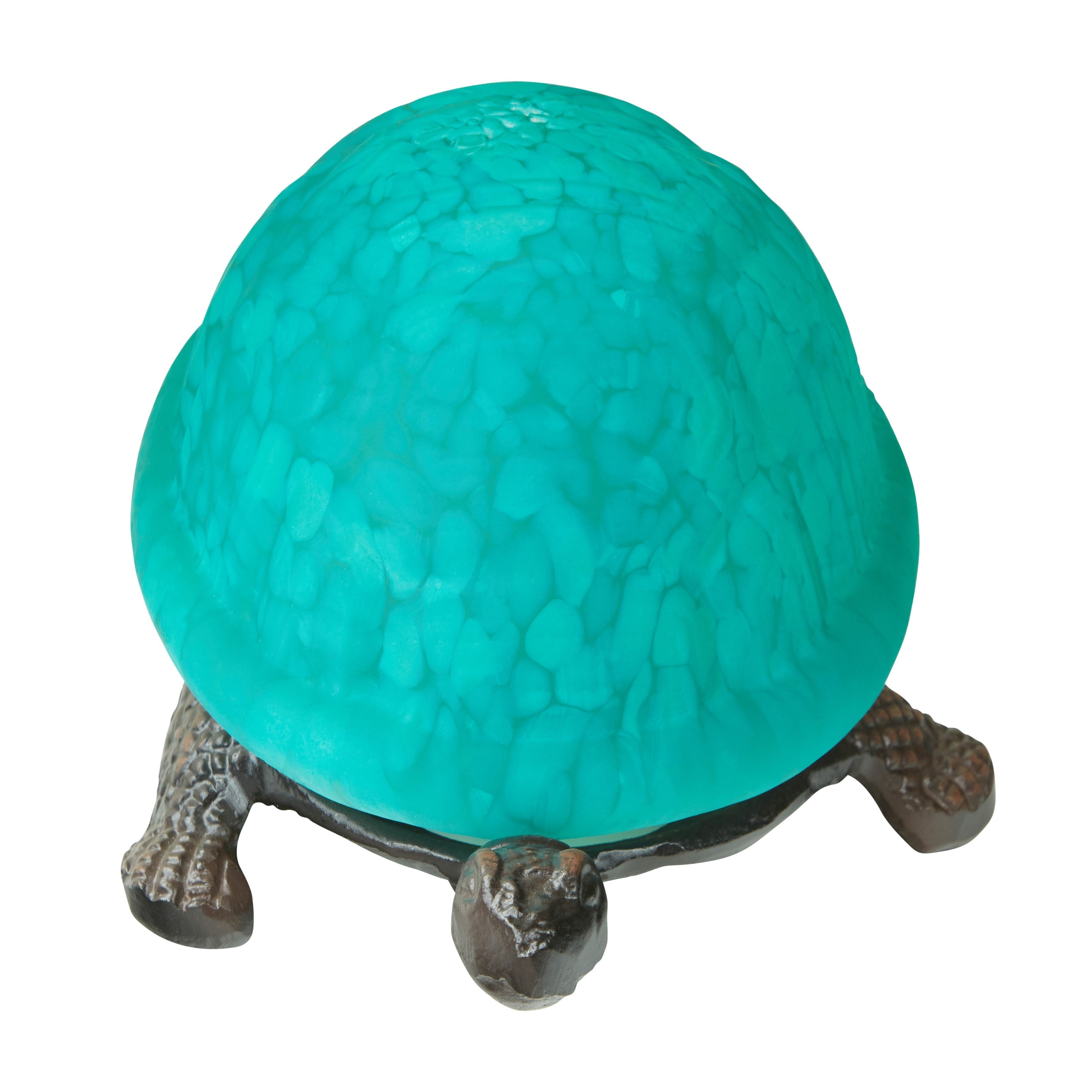 Turtle River of Goods Aqua Glass and Metal 4.75-Inch Accent Lamp - 8.25 x 5.9 x 4.75