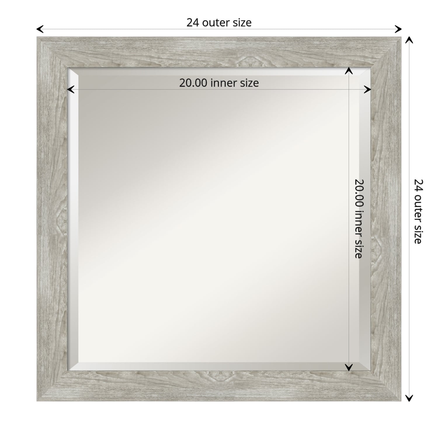 Beveled Bathroom Wall Mirror - Dove Greywash Narrow Frame