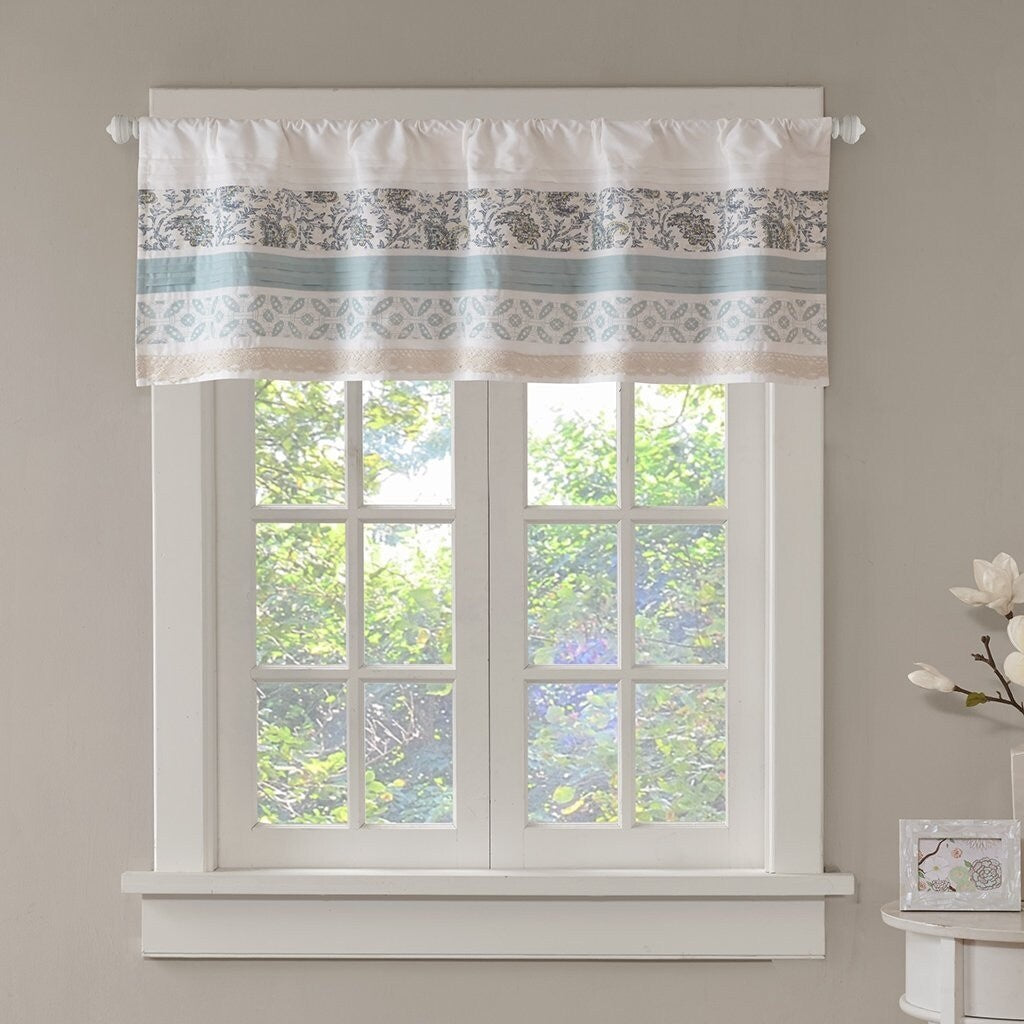 Madison Park Dawn Kitchen Window Valance Blue - 50 x 18