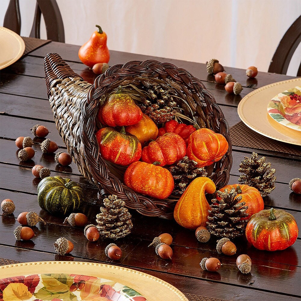 Homvare 14 Long Branch Standard Twiggy Vine Cornucopia Artificial Ornament for Thanksgiving and Fall Decorations - Brown