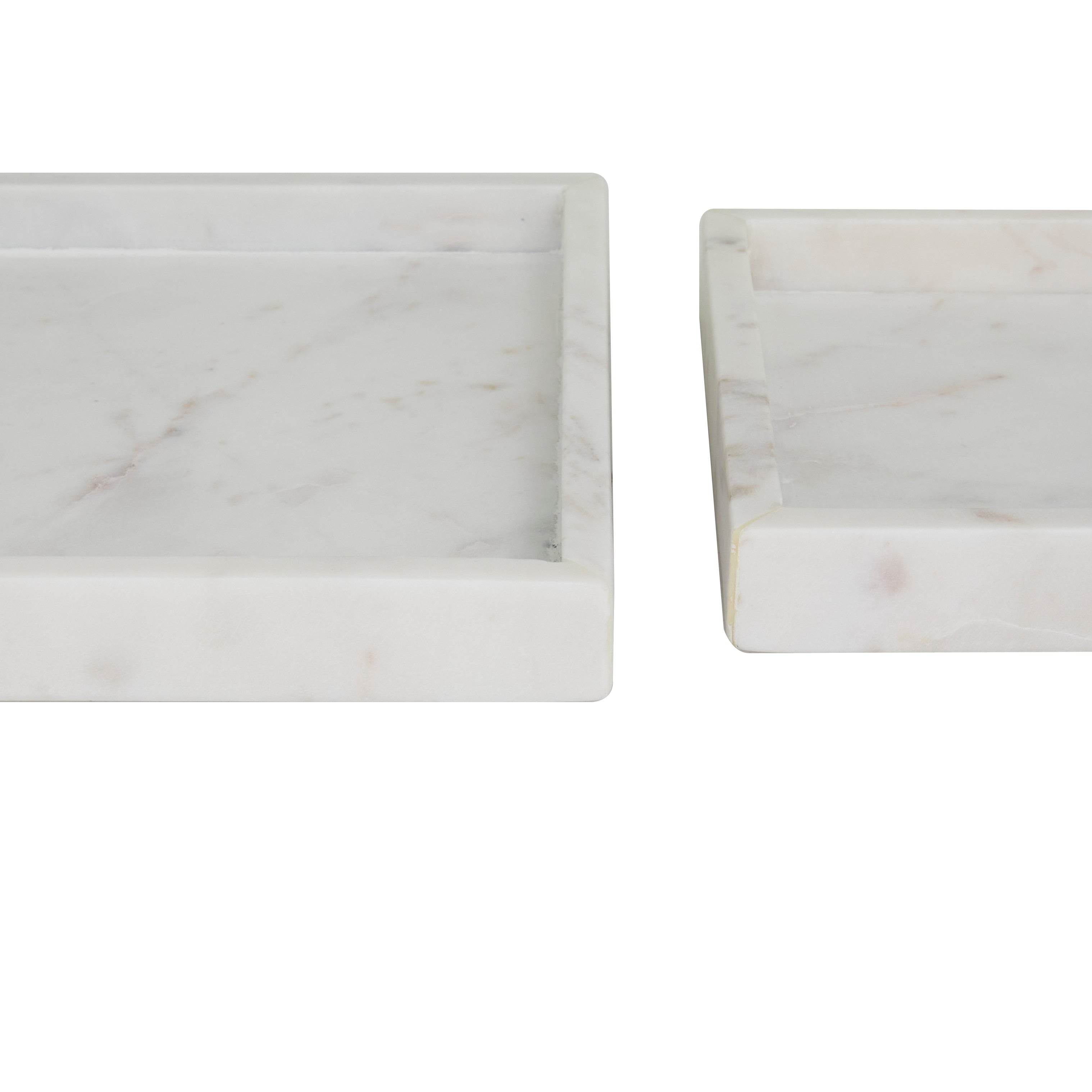 CosmoLiving by Cosmopolitan Marble Tray with Raised Border (Set of 2) - White, Black, Green