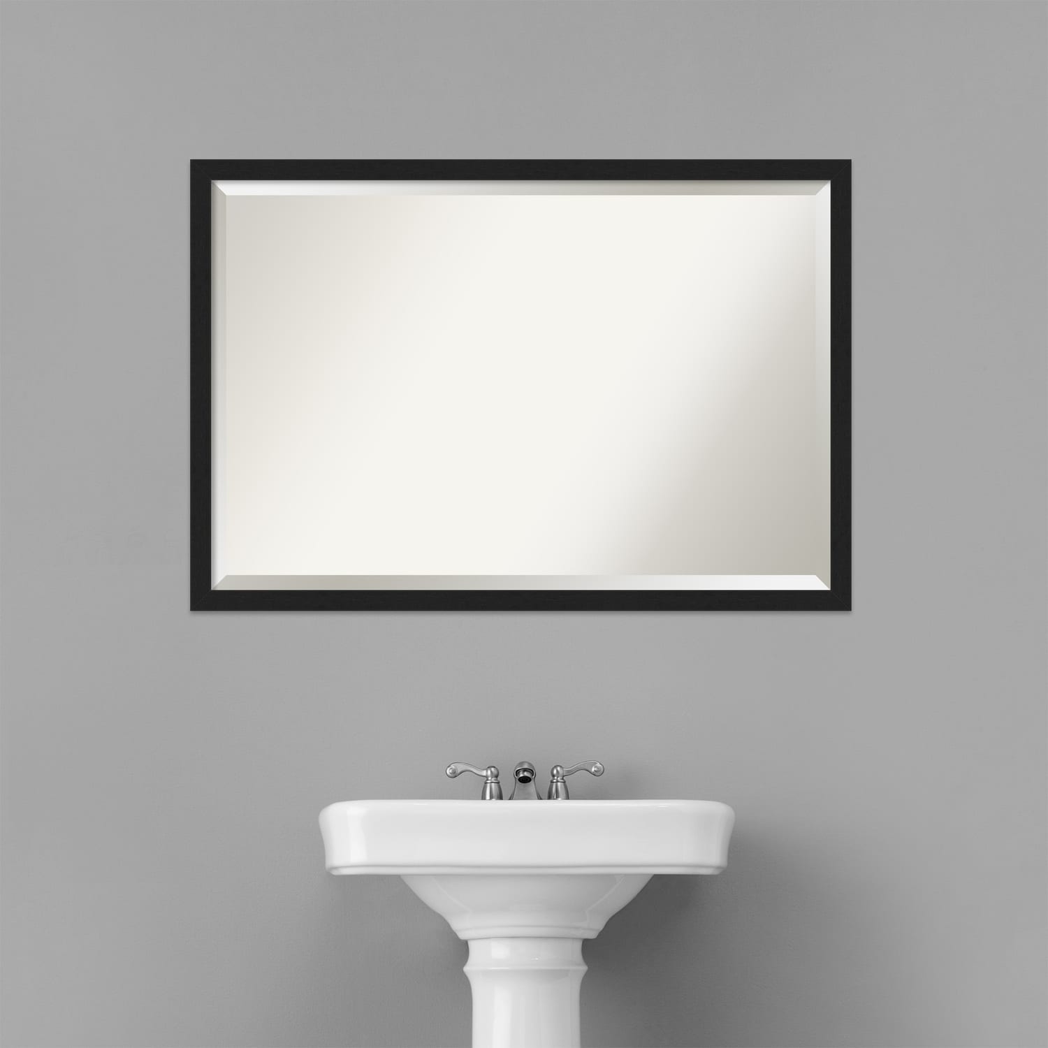 Beveled Bathroom Wall Mirror - Grace Brushed Narrow Frame