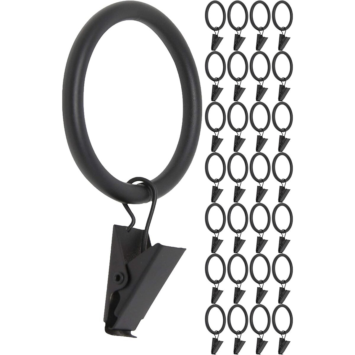 Meriville Drapery Curtain Rings with Clip - 1.5-Inch Inner Diameter