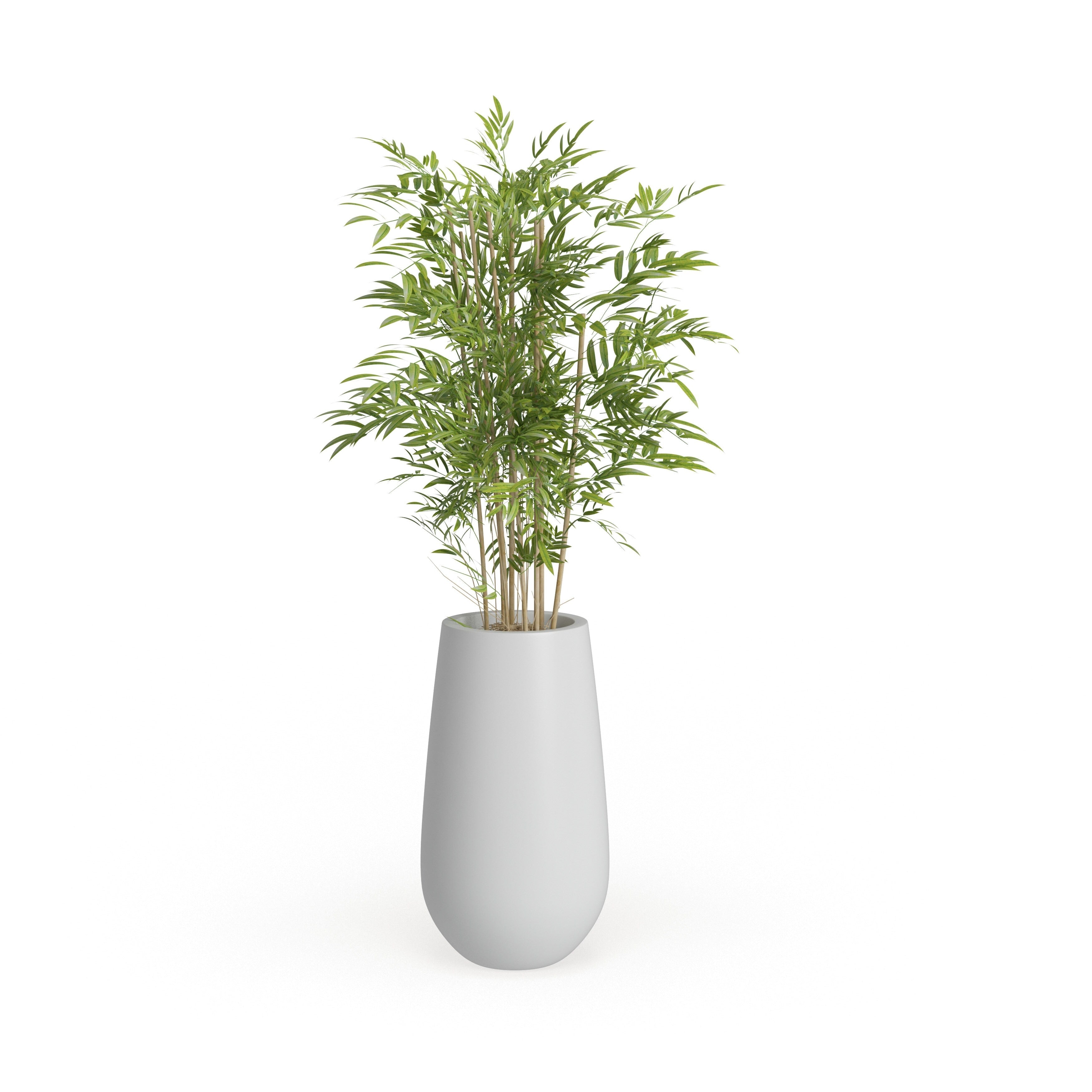 Green Faux Foliage Bamboo Artificial Tree with Realistic Leaves and White Fiberglass Pot