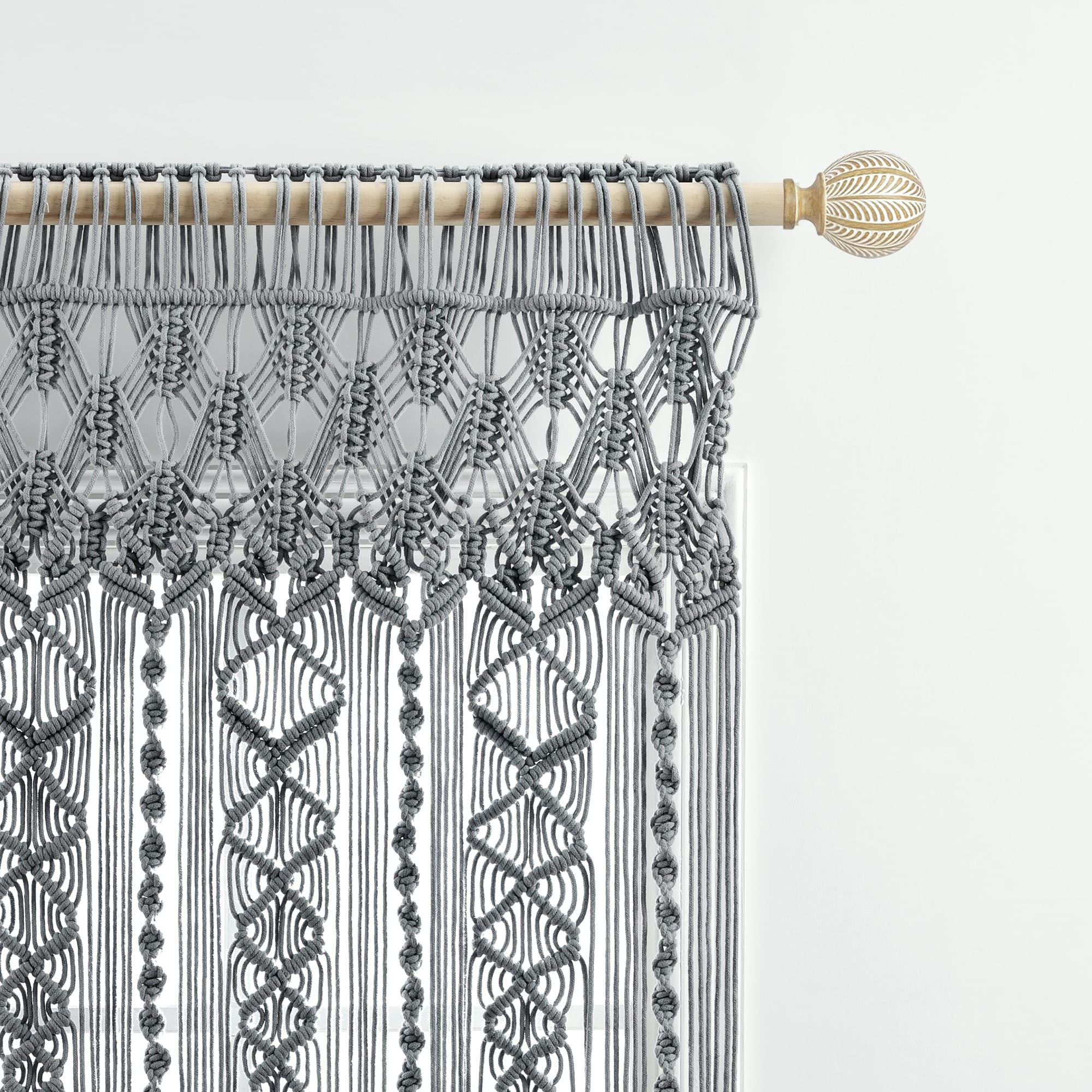 Lush Decor Boho Macrame Textured Cotton Valance/Kitchen Curtain/Wall Decor