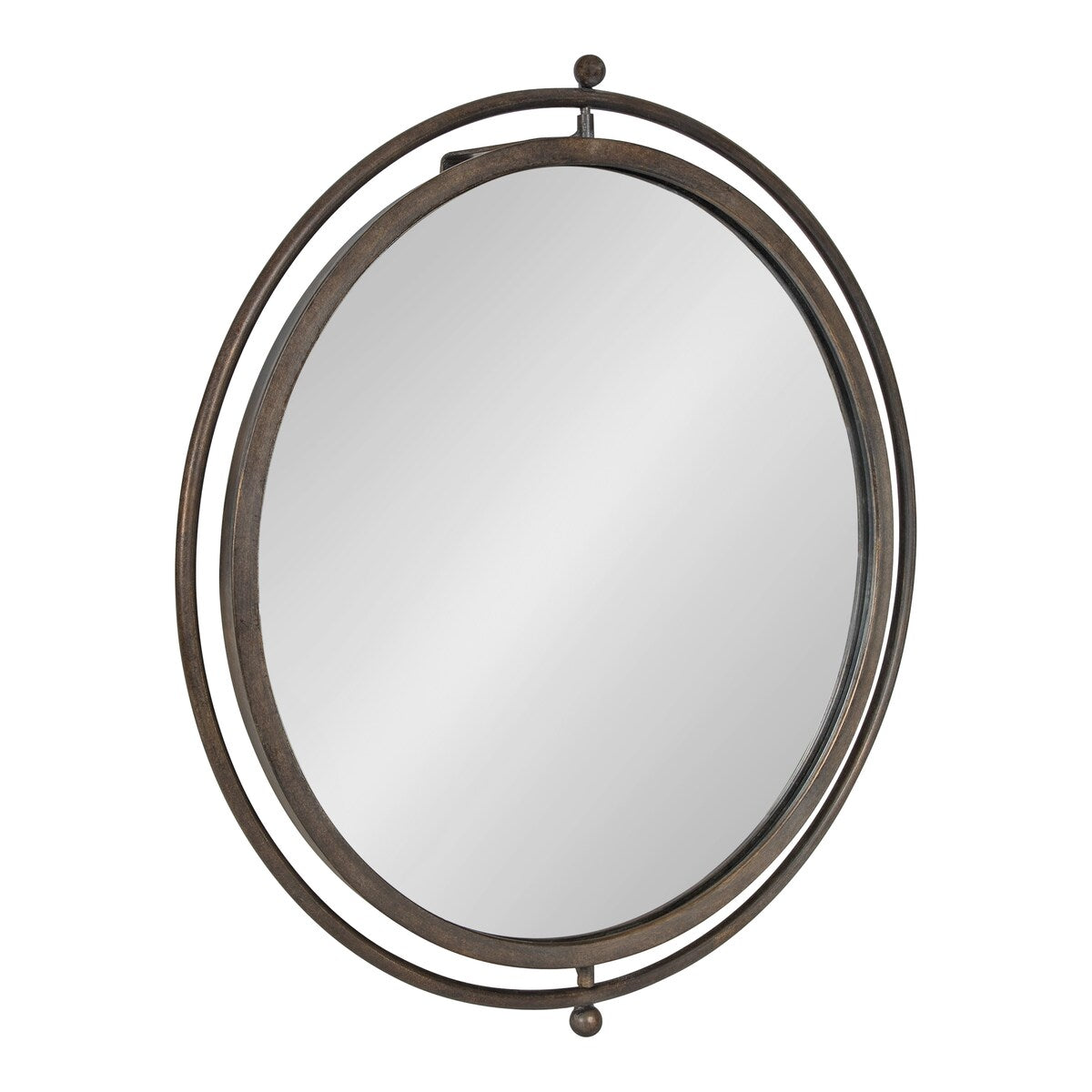 Kate and Laurel Baron Rustic Pivot Mirror, 21 Diameter, Raw Iron