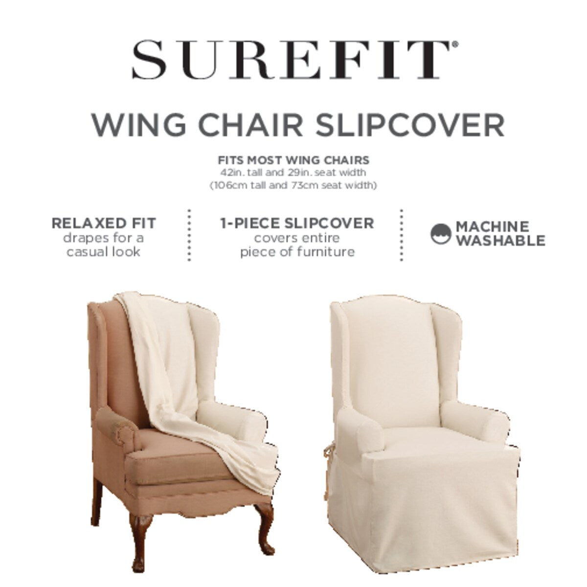 SureFit Duck 1 Piece Wing Chair Slipcover