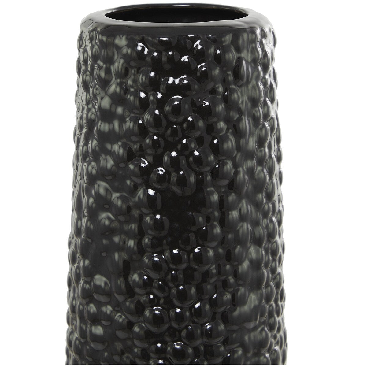 Ceramic Tall Cone Decorative Vase with Bubble Texture - Silver, White, Black, Gold - Roche River Decor