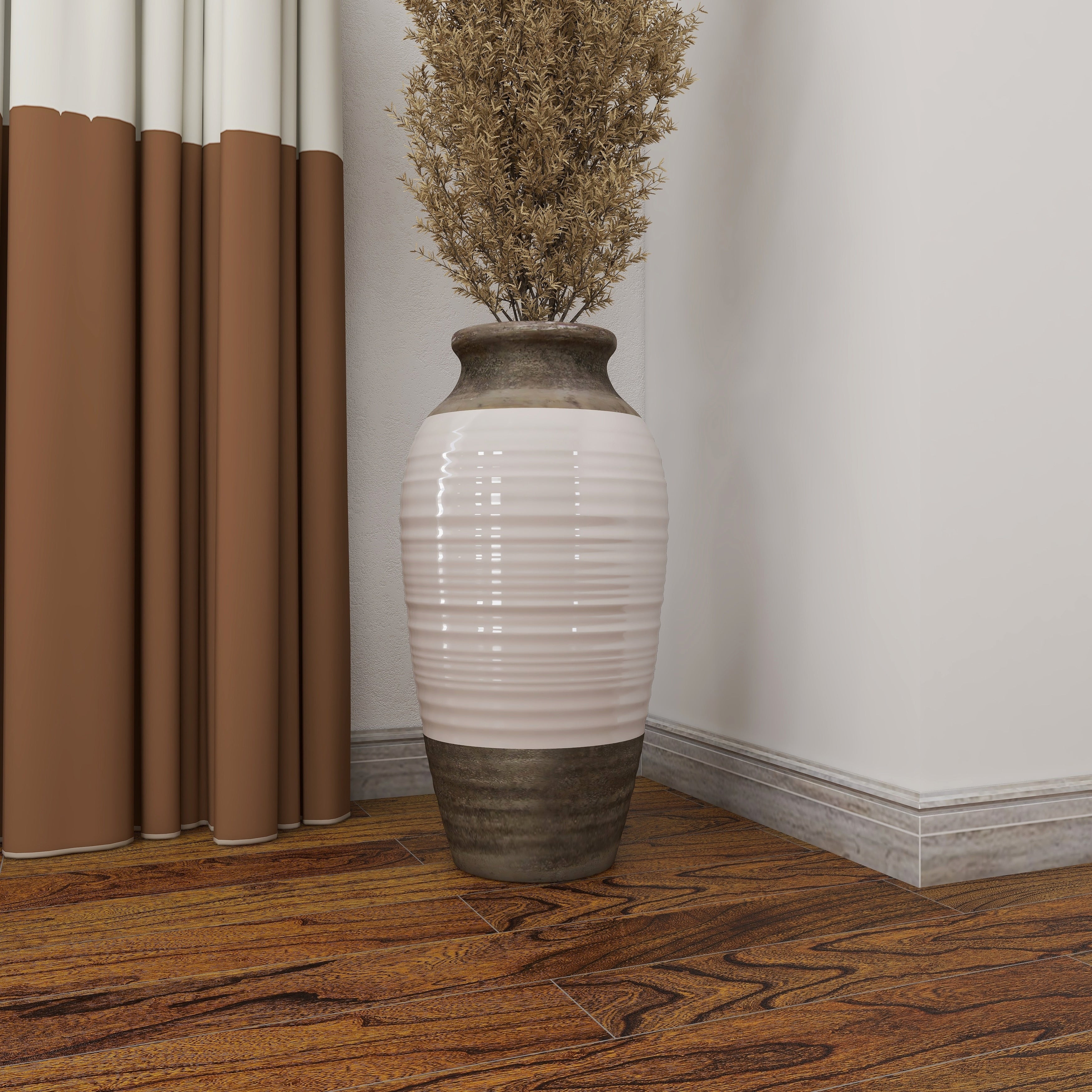 Gray Ceramic Vase with White Body