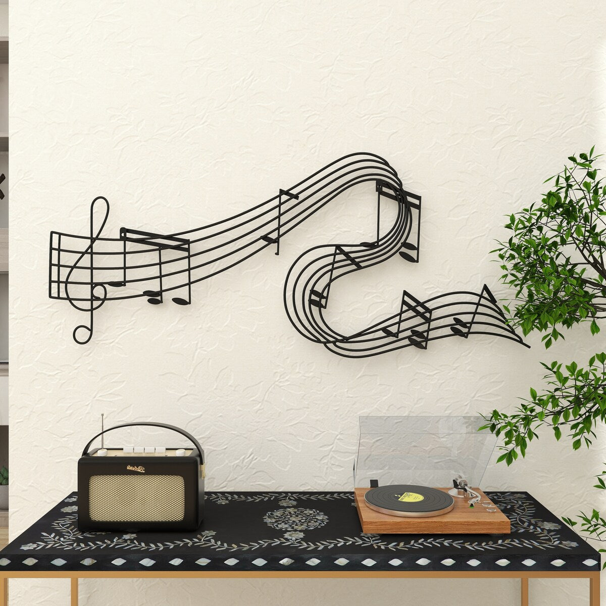 Metal Musical Notes Home Wall Decor - Black - Roche River Decor