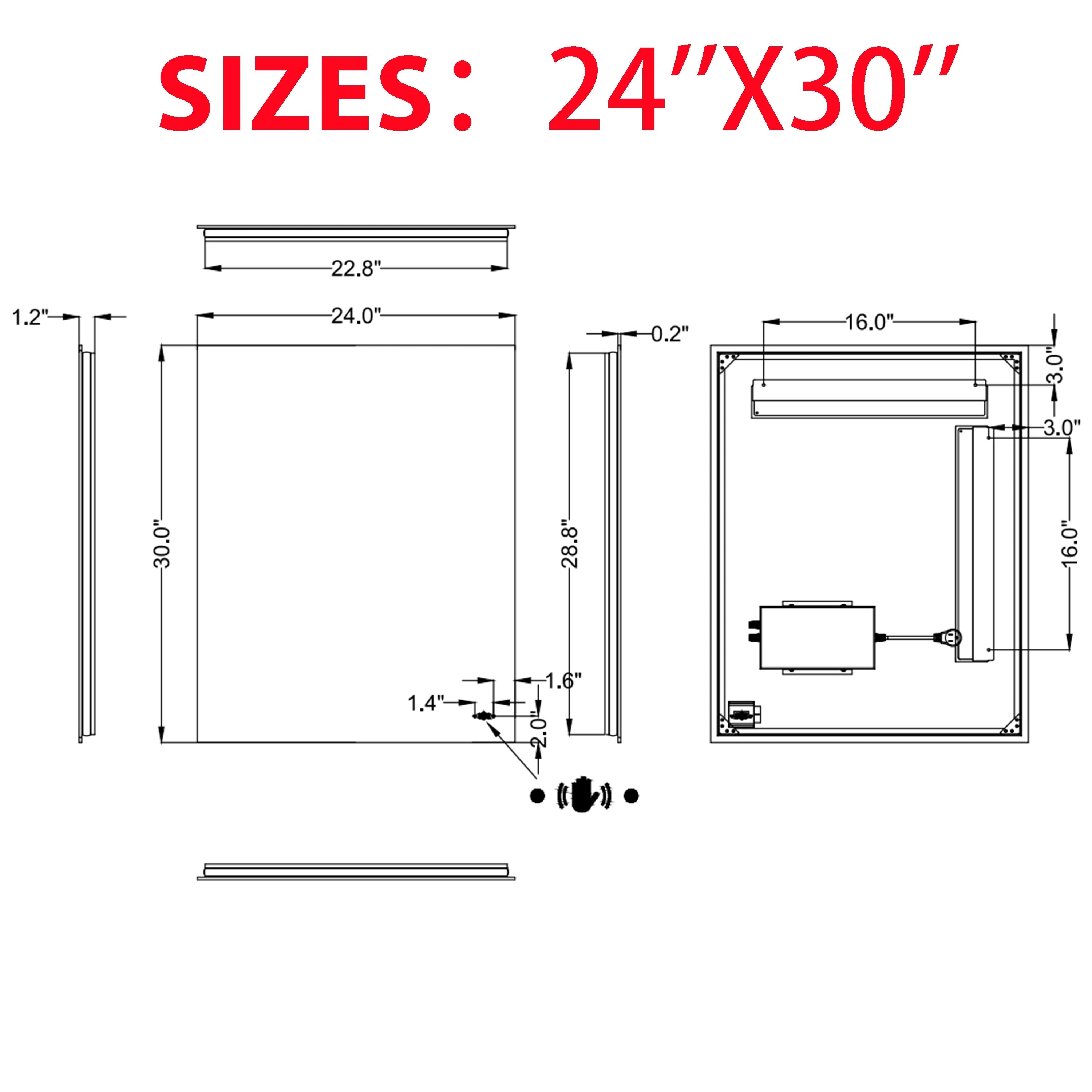 CB HOME LED Bathroom Vanity Mirror, Lighted Wall Mounted Mirror, Hand Wave Sensor Dimmable Backlit Frameless Mirror