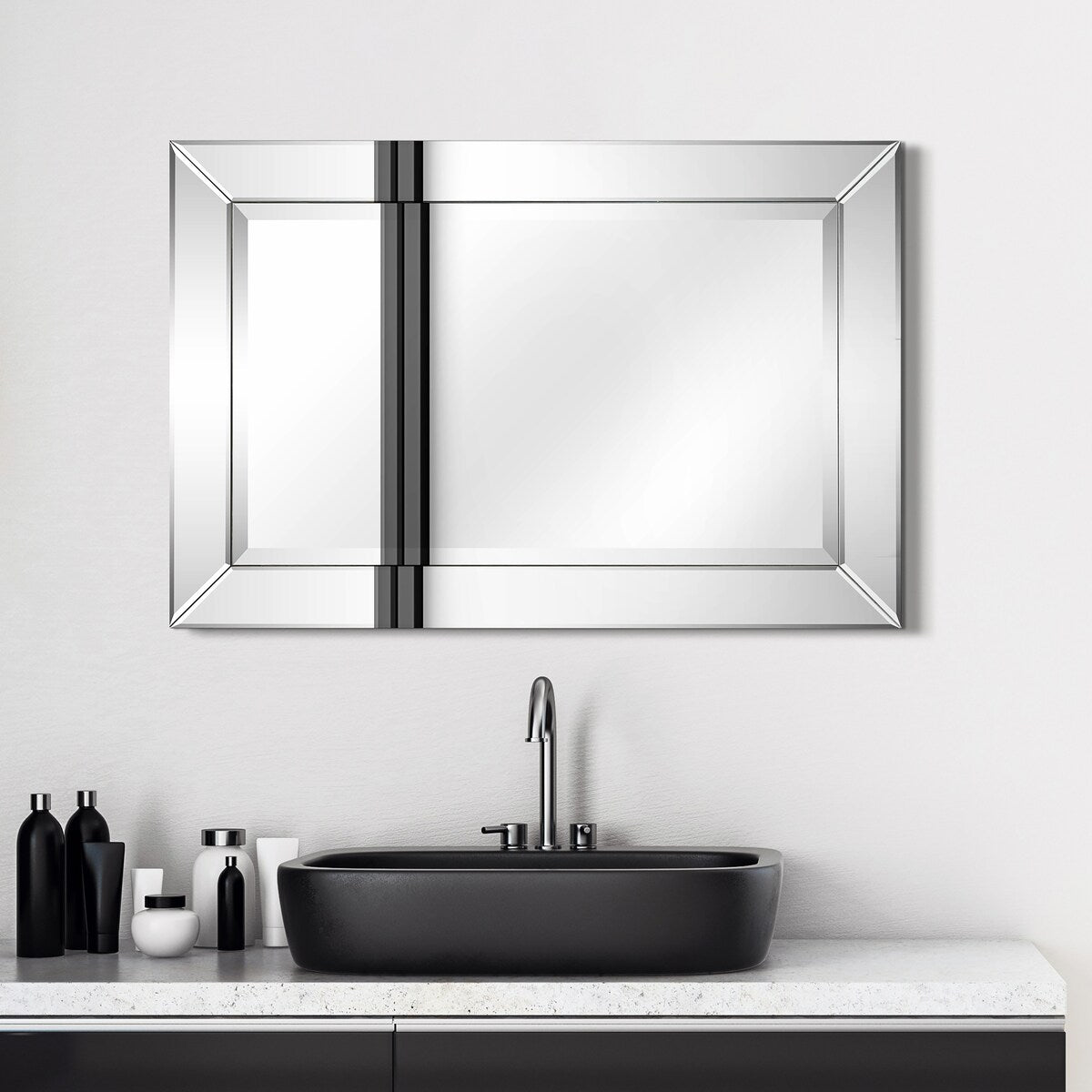 Beveled Rectangular Clear HD Wall Mounted Mirror for Bathroom, Bedroom, 3 sizes