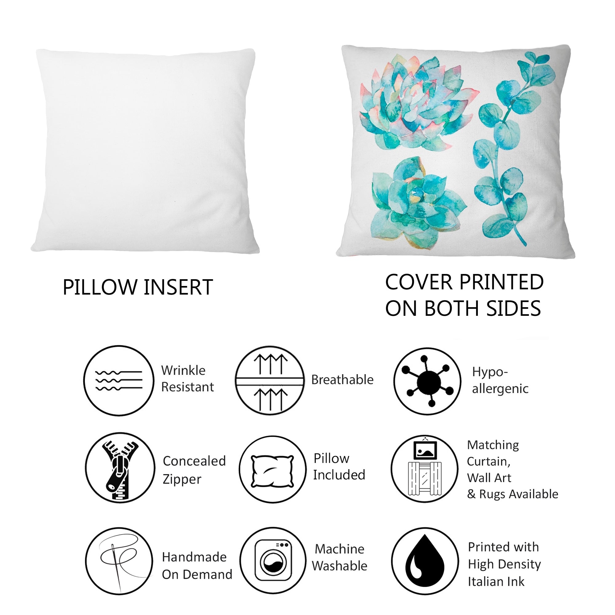 Designart 'Eucalyptus Leaves and Succulents' Traditional Printed Throw Pillow