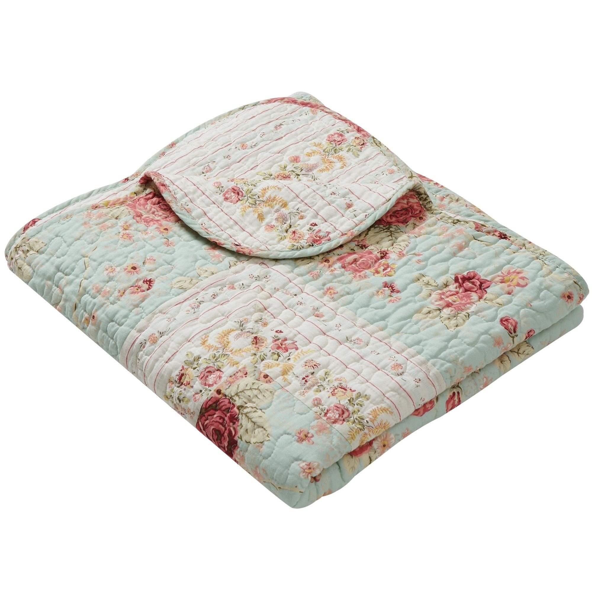 Greenland Home Fashions Antique Rose 100-Percent Cotton Quilted Throw Blanket