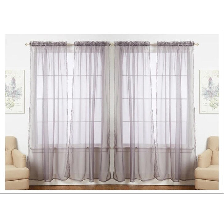 J&V Textiles 4 Pack Value Solid Sheer Window Curtain Panels - 55X84