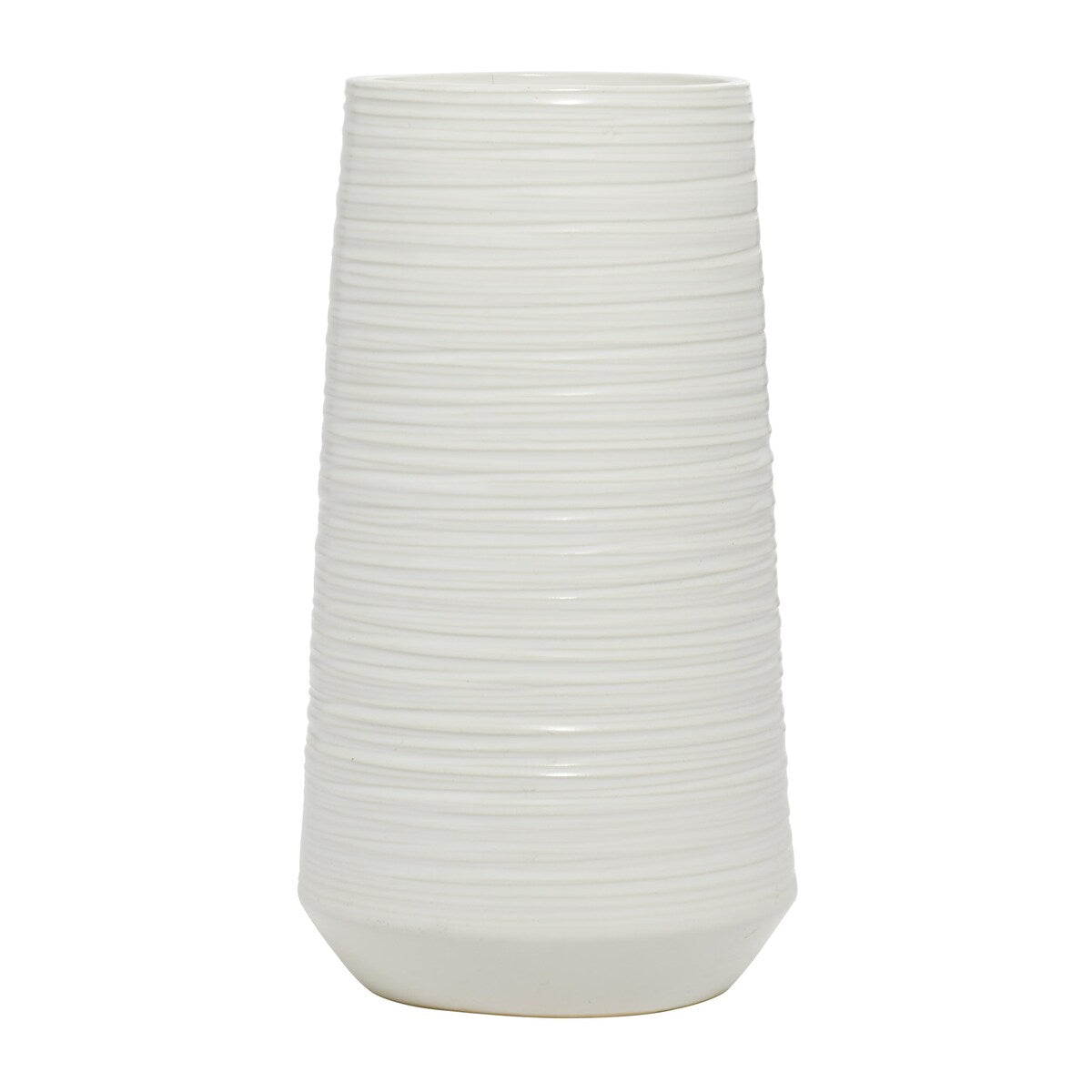 Porcelain Ceramic Ribbed Decorative Vase - White - CosmoLiving by Cosmopolitan