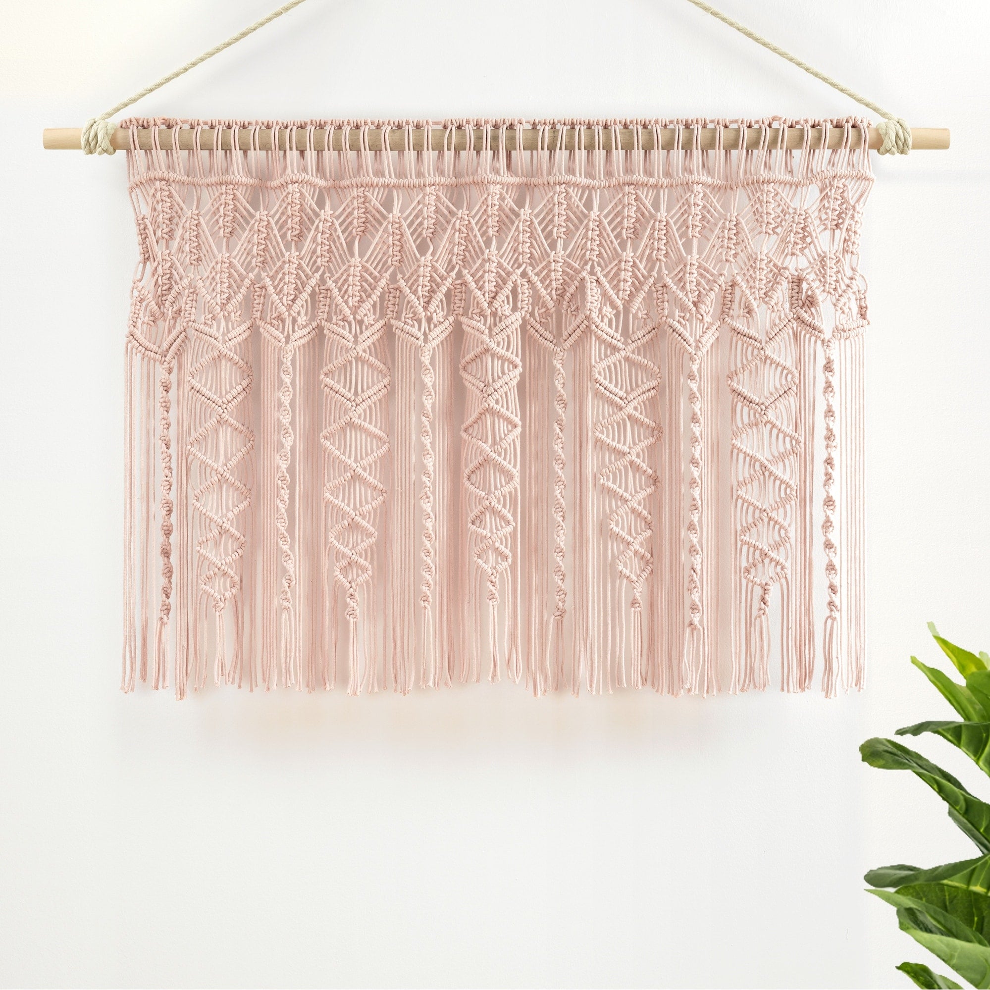 Lush Decor Boho Macrame Textured Cotton Valance/Kitchen Curtain/Wall Decor