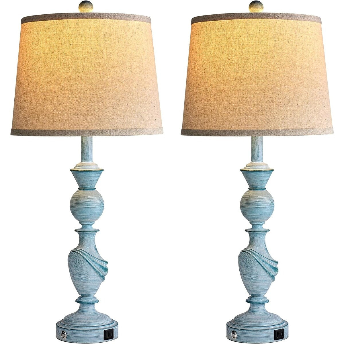 Farmhouse Table Lamps Set of 2, 3 Way Dimmable